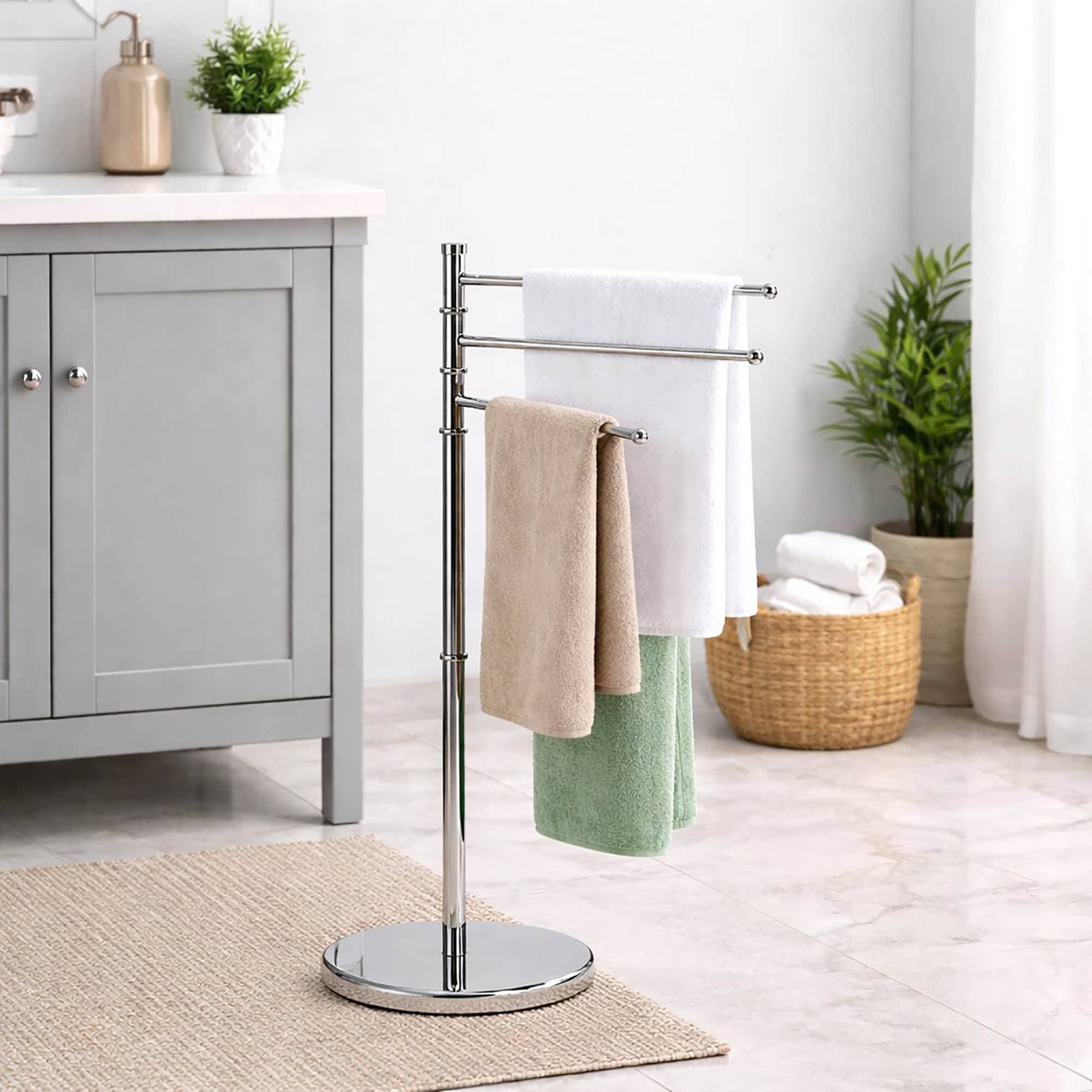 evideco-porte-serviettes-sur-pied-3-bras-inox-argent image 2
