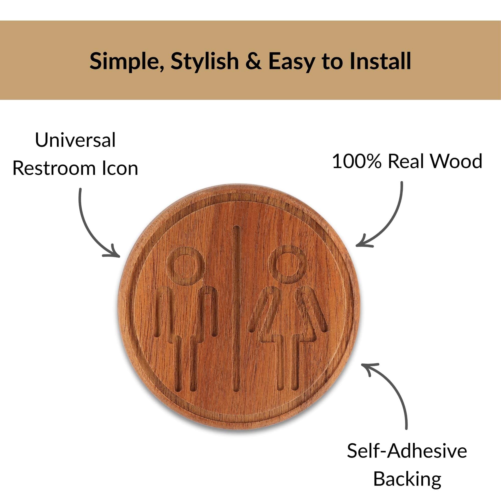 evideco-plaque-porte-toilettes-bois-rond-marron-mixte-adh-sive image 4