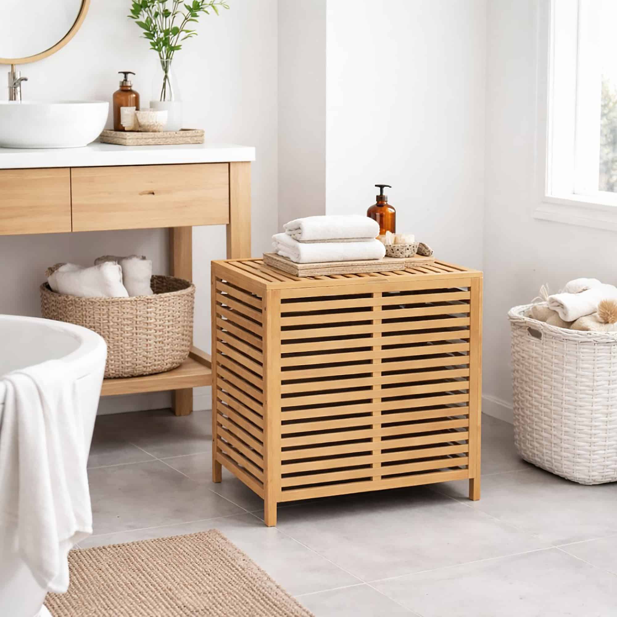evideco-bambou-panier-linge-grand-avec-couvercle-et-sac image 4