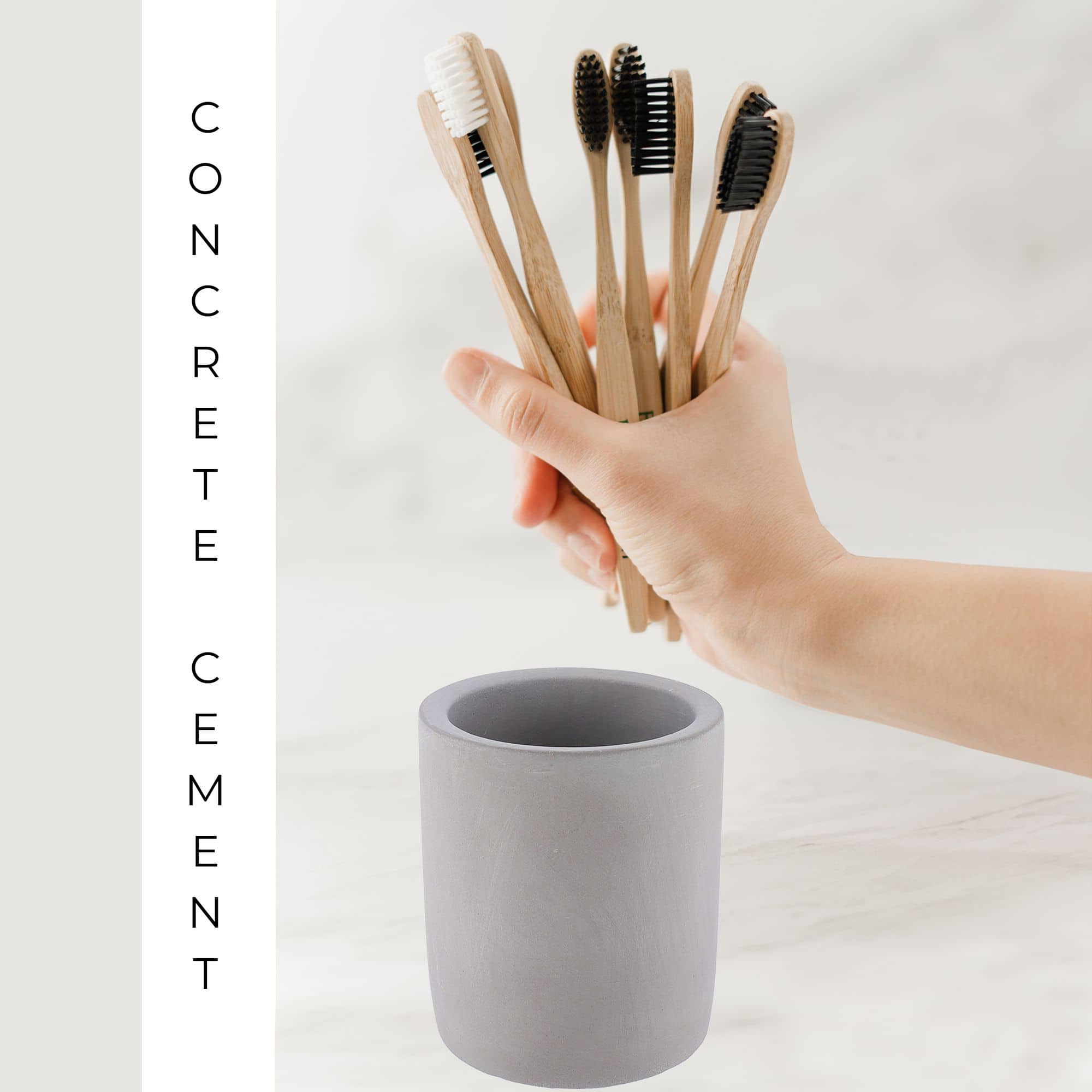 evideco-porte-brosse-dents-ciment-gobelet-salle-de-bain-gris image 6