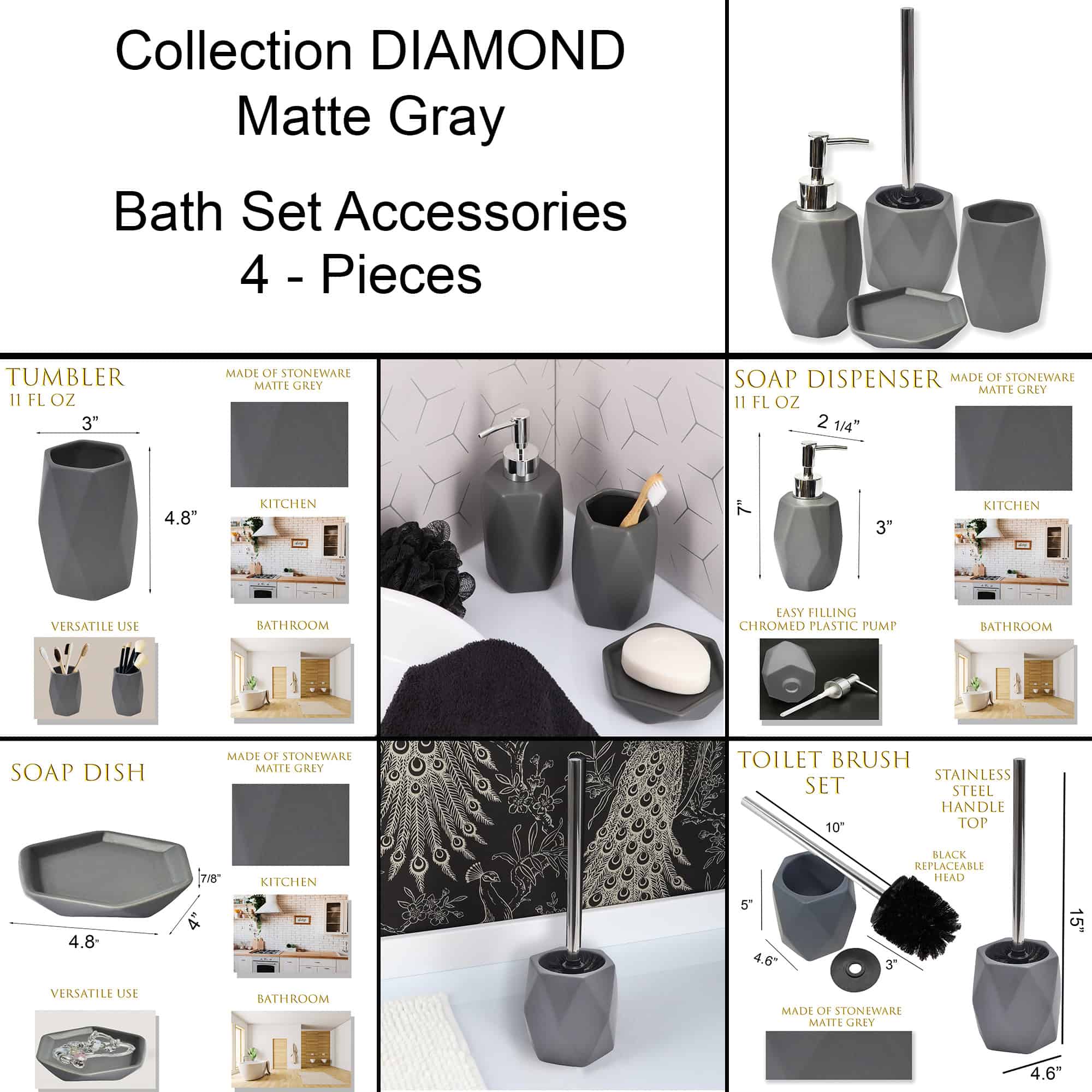 evideco-diamond-ensemble-salle-de-bain-gris-4-pi-ces-moderne image 4