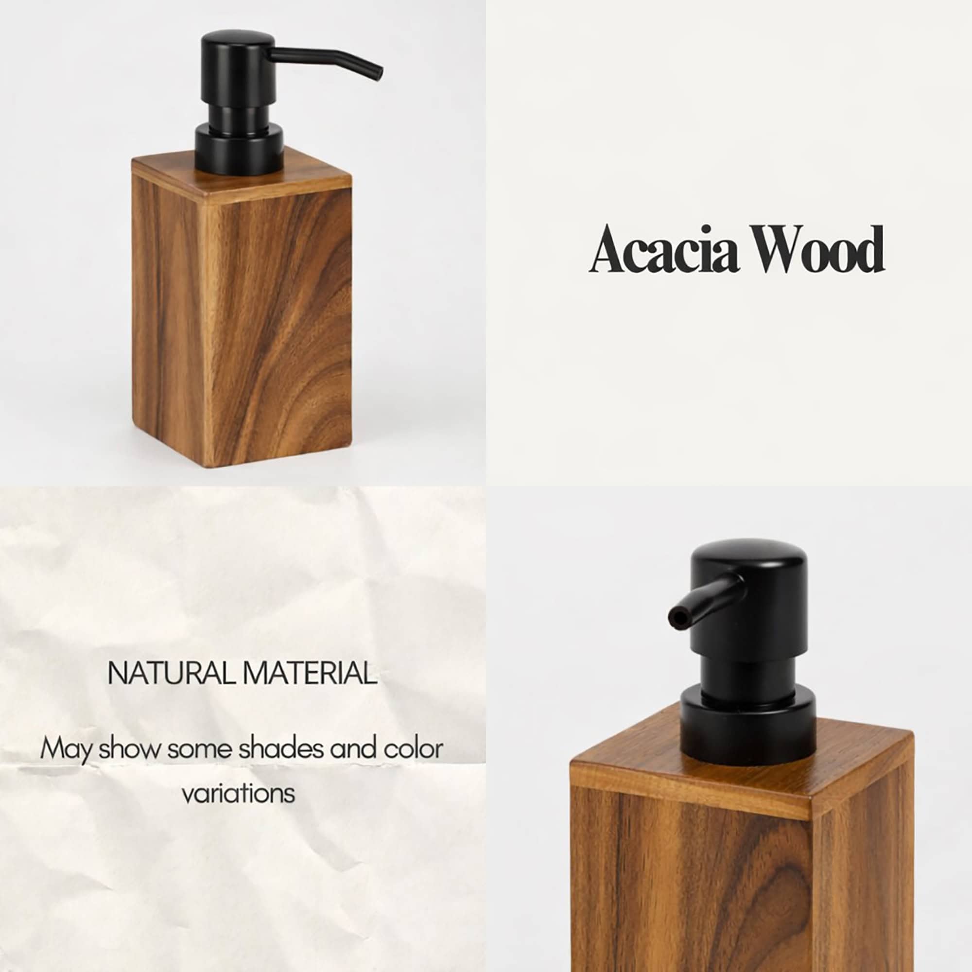 evideco-acacia-distributeur-savon-marron-bois-300-ml image 6