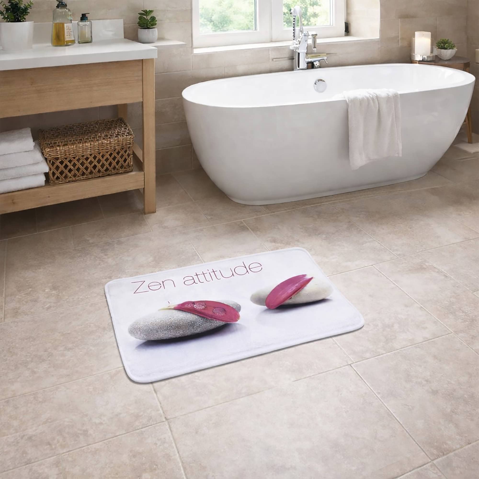 evideco-zen-attitude-tapis-de-bain-m-moire-de-forme-rose-61x91-cm image 6