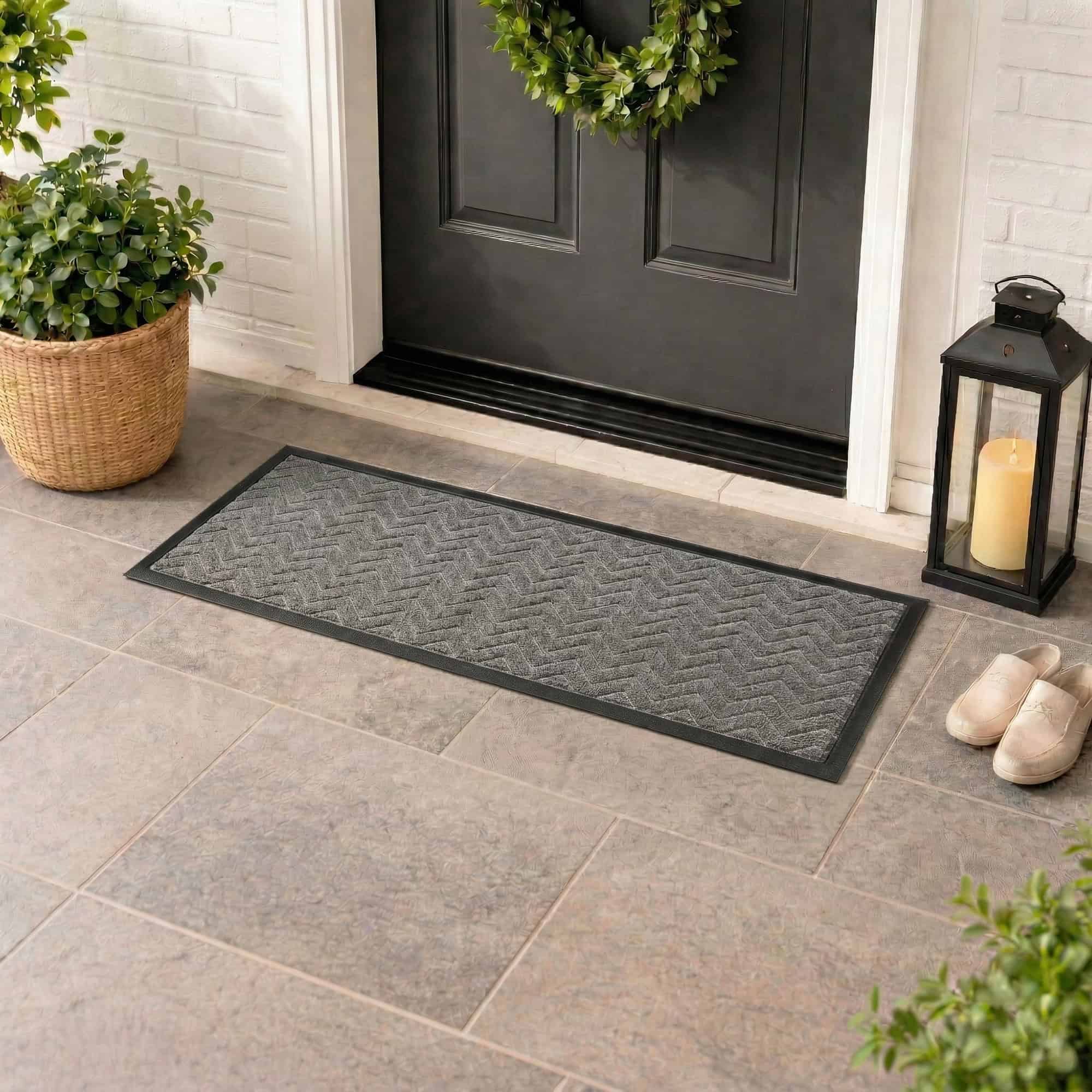 evideco-home-accessories-tapis-couloir-chevron-gris-clair-45x120-cm image 1