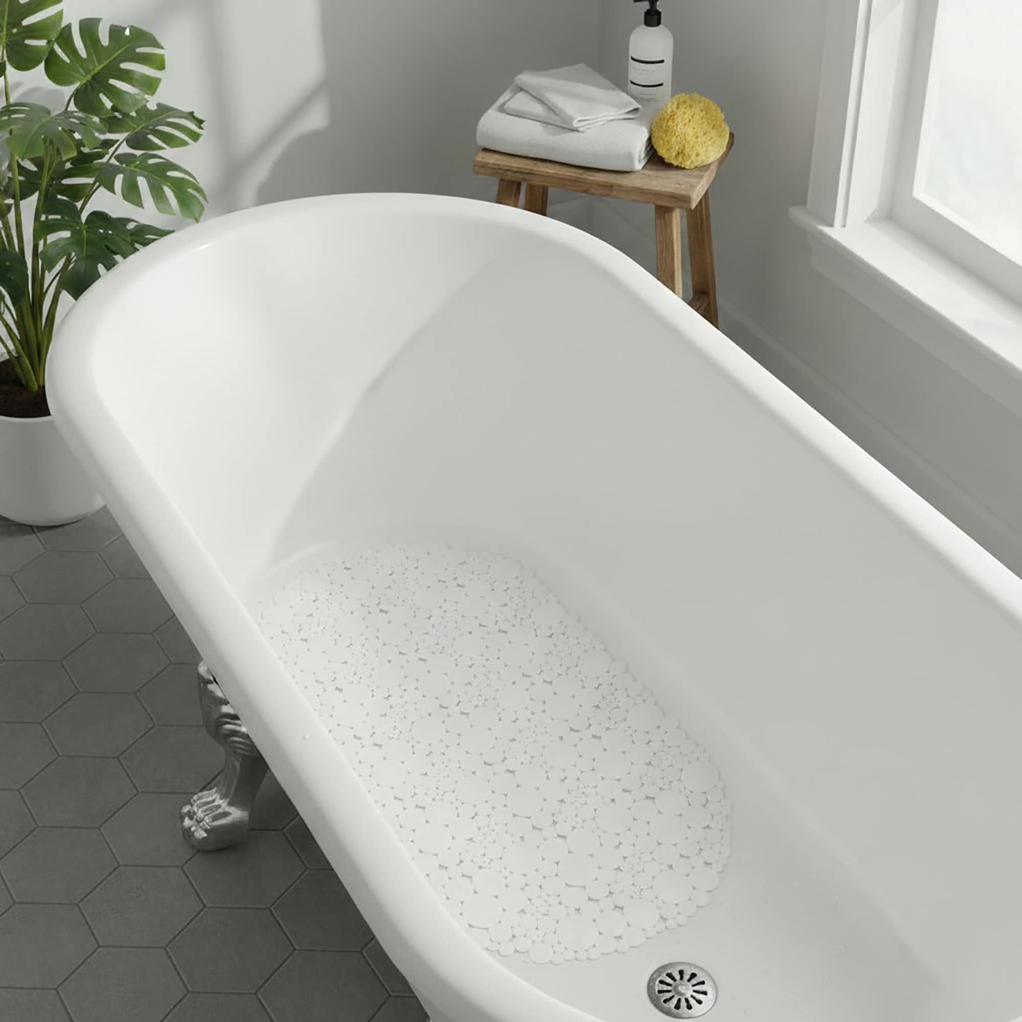 evideco-bubbles-tapis-baignoire-ovale-antid-rapant-blanc-71x38-cm image 1