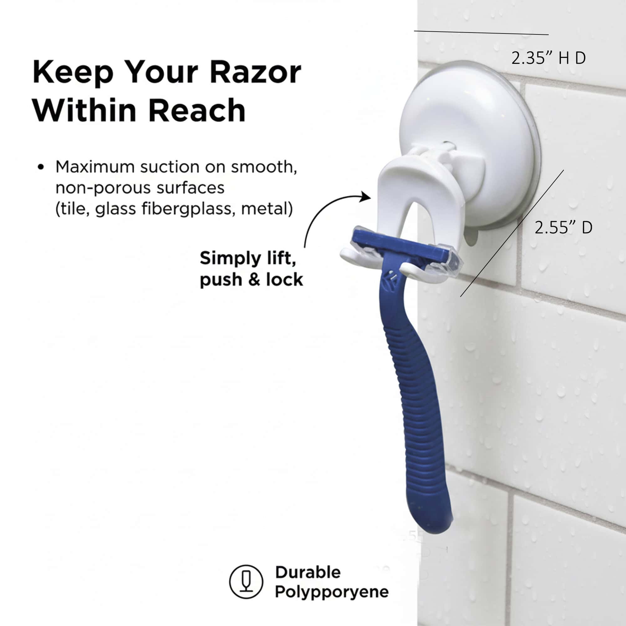 evideco-shower-accessories-porte-rasoir-ventouse-blanc image 3
