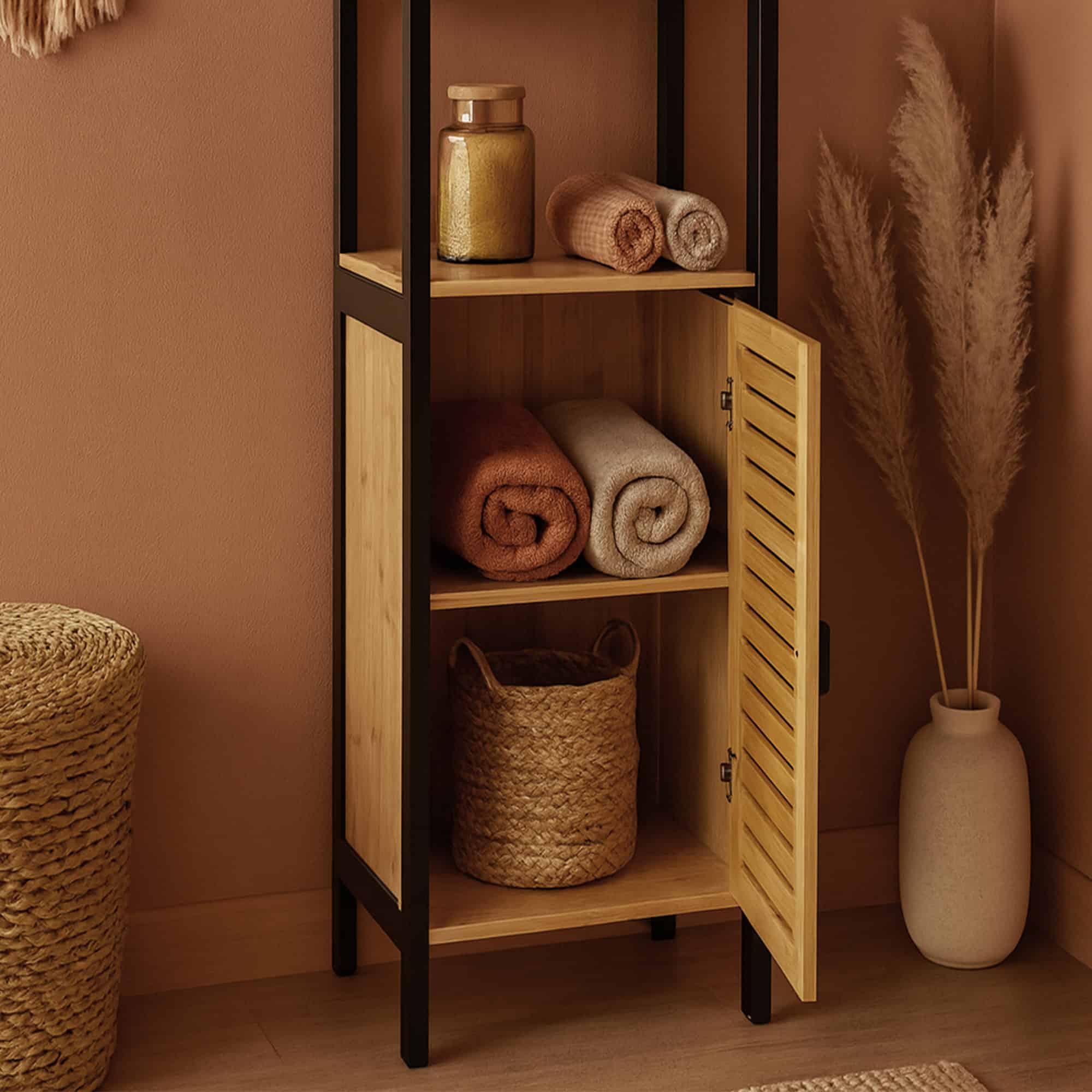 evideco-mahe-colonne-salle-de-bain-bambou-noir-tag-re-troite image 3