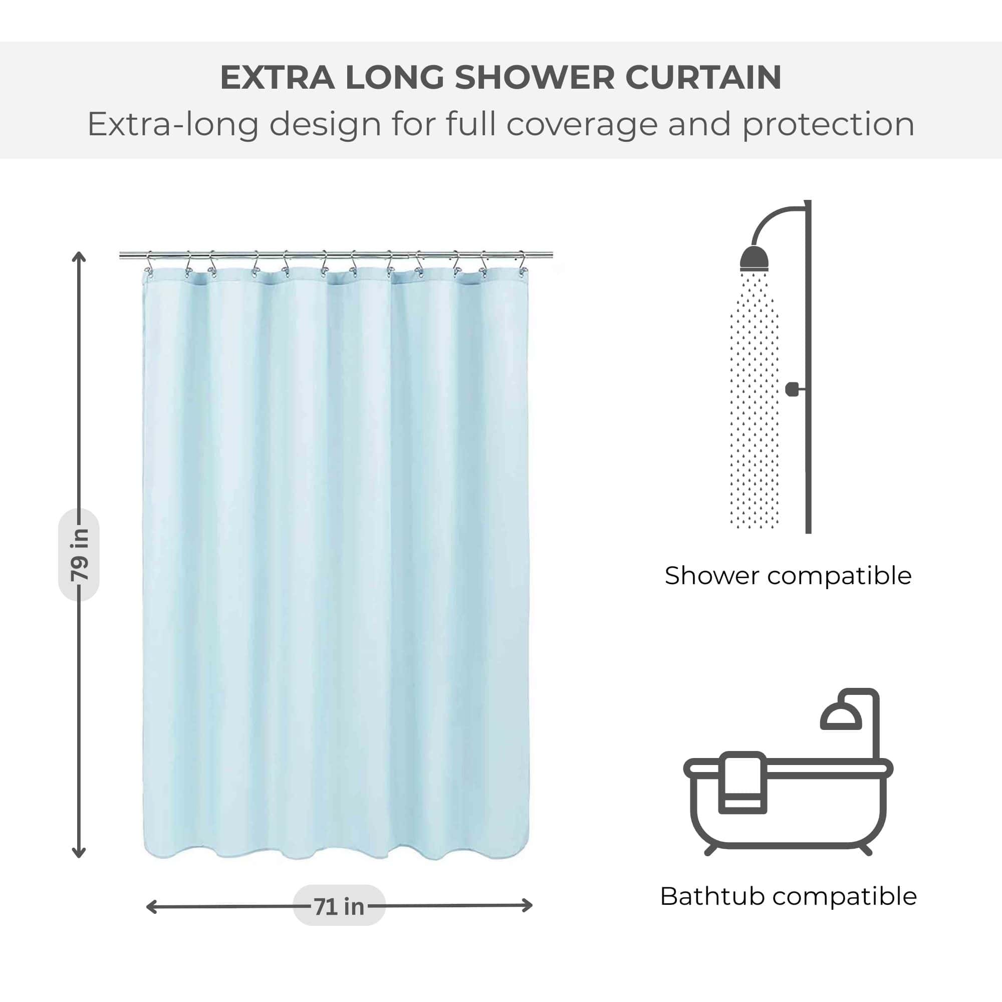 evideco-shower-accessories-rideau-douche-bleu-clair-180x200-cm-peva image 2