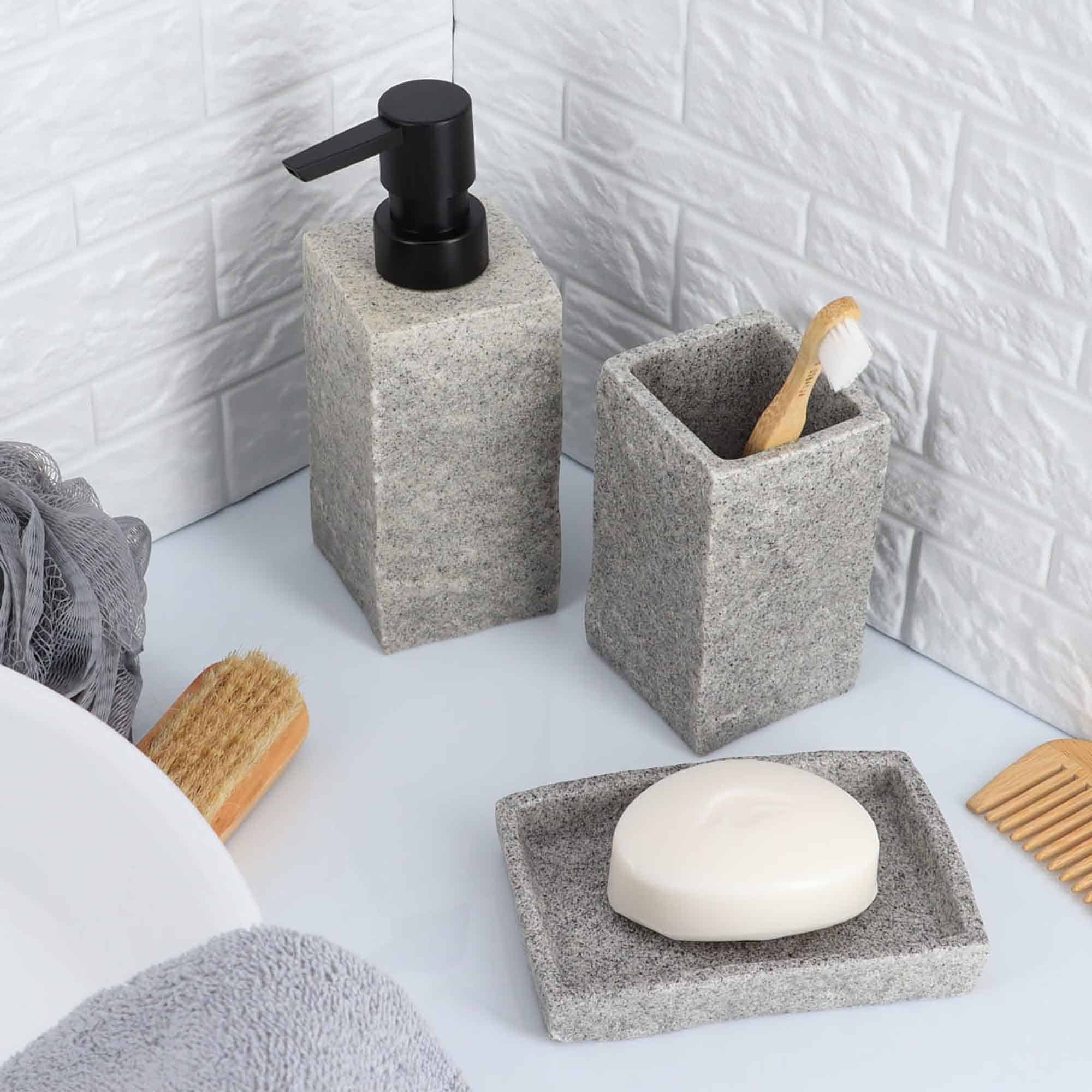 evideco-stone-effect-porte-savon-gris-effet-pierre image 5