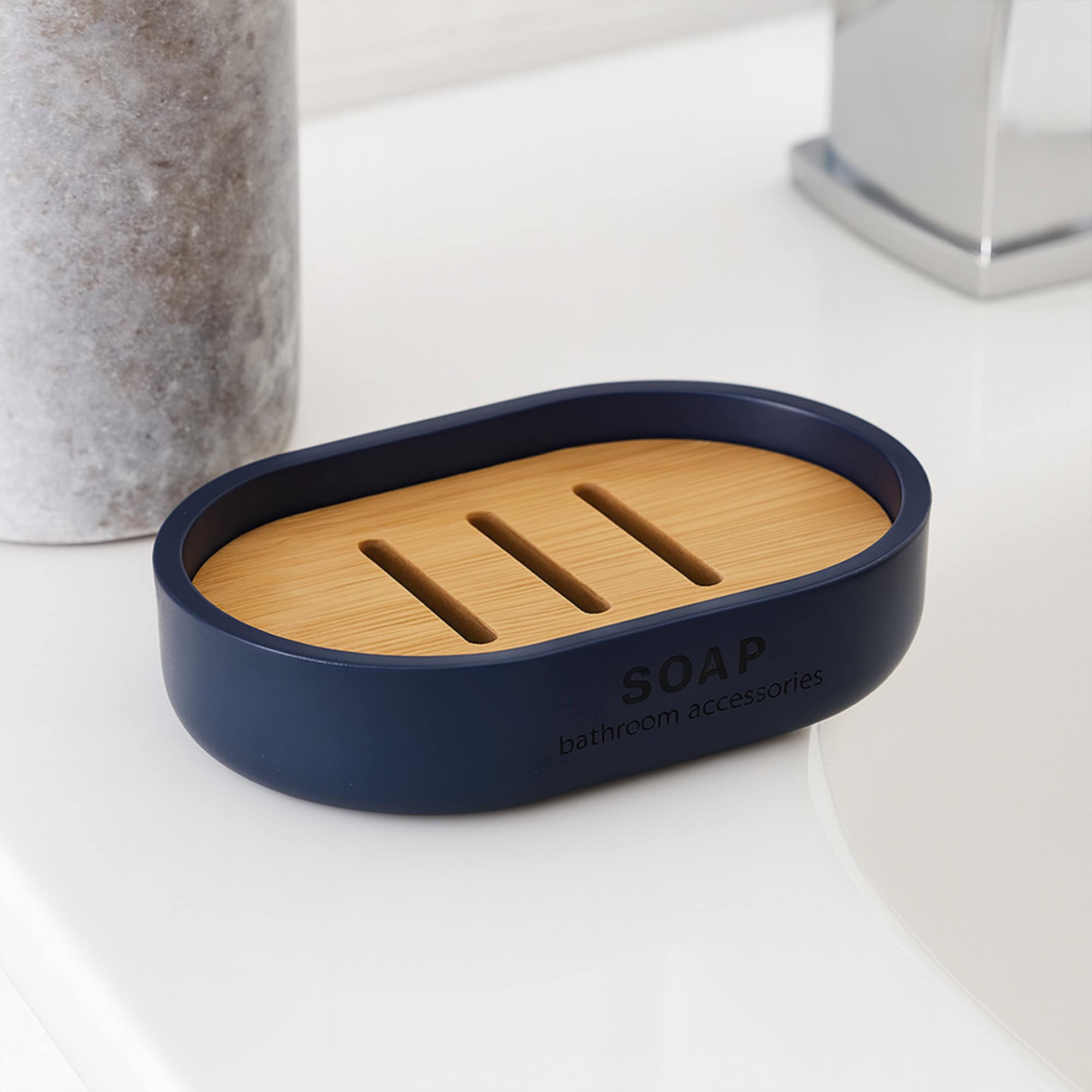 evideco-bathroom-accessories-porte-savon-bleu-marine-bambou image 2