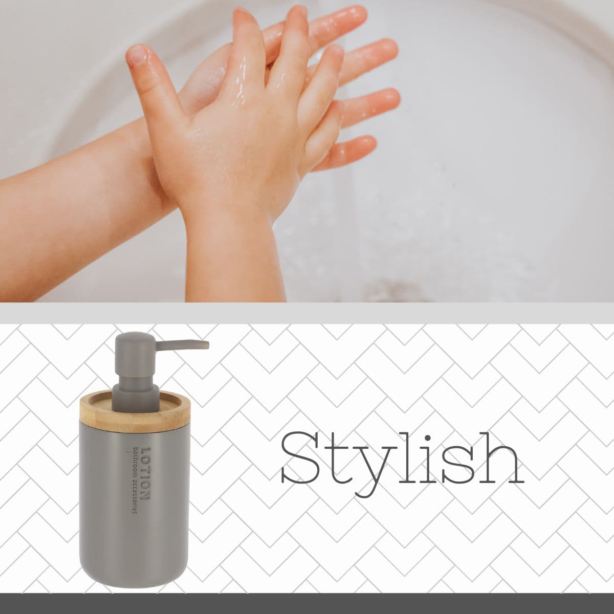evideco-bathroom-accessories-distributeur-savon-gris-bambou-polyresine image 5