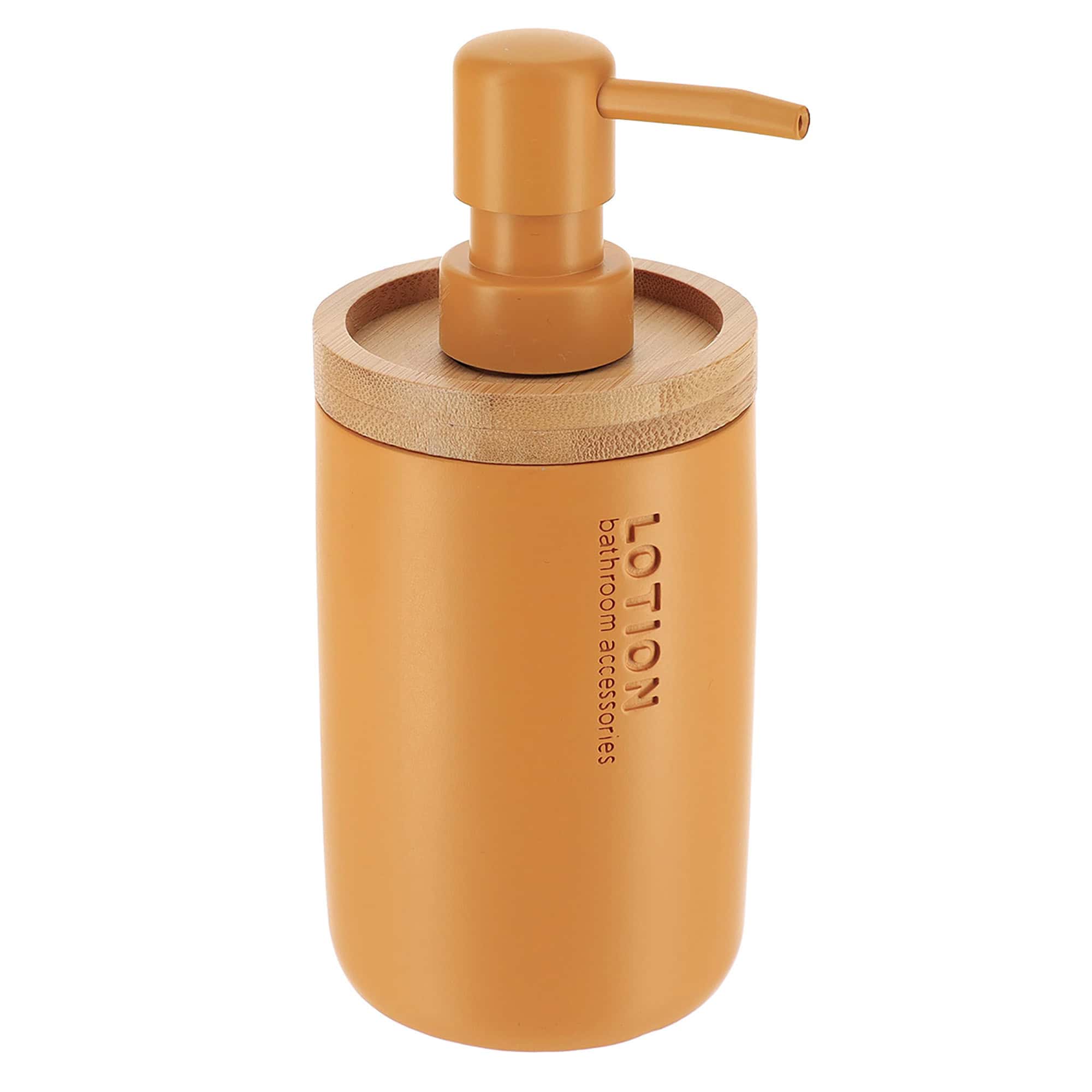 evideco-bathroom-accessories-distributeur-savon-jaune-moutarde-bambou image 7