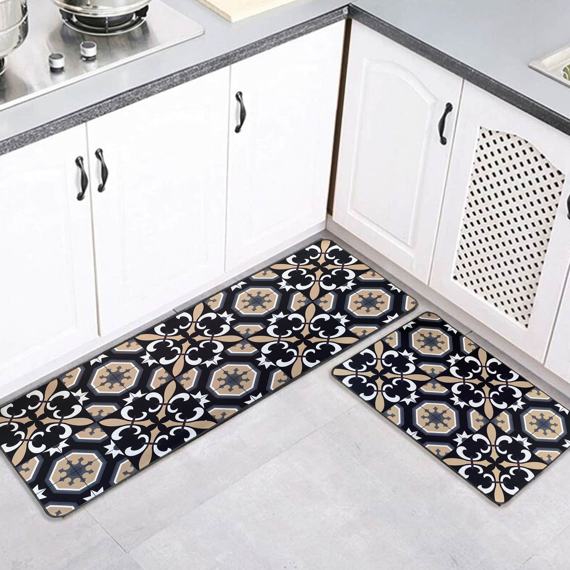 evideco-home-accessories-carmen-tapis-cuisine-noir-beige-lot-2 image 2