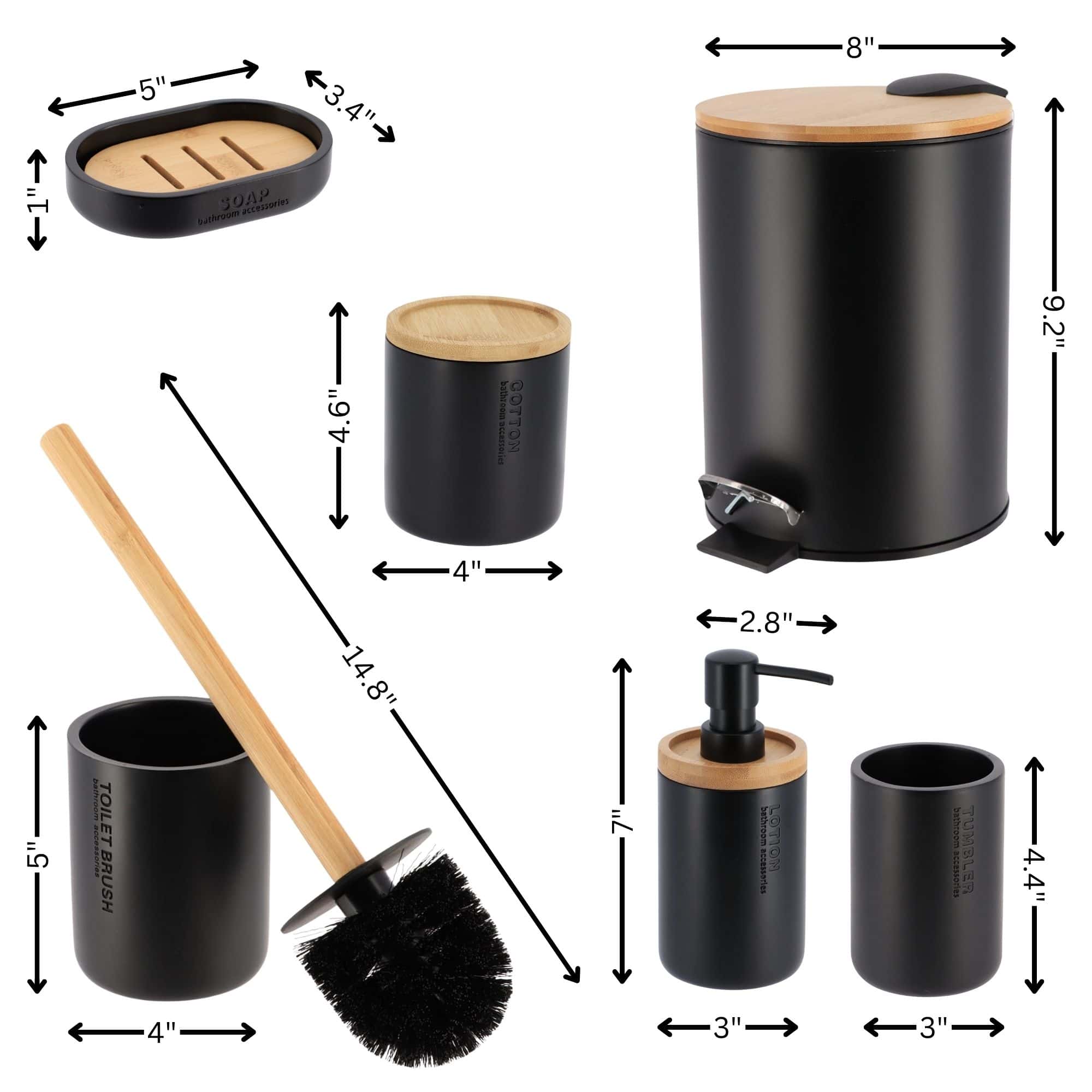 evideco-set-salle-de-bain-noir-bambou-6-pi-ces-accessoires image 6
