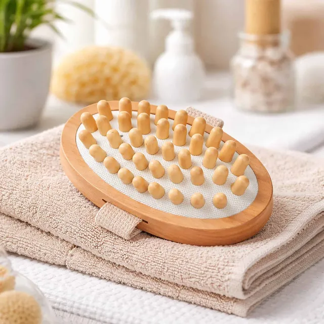 evideco-brosse-massage-bois-ovale-drainage-lymphatique-picots image 1