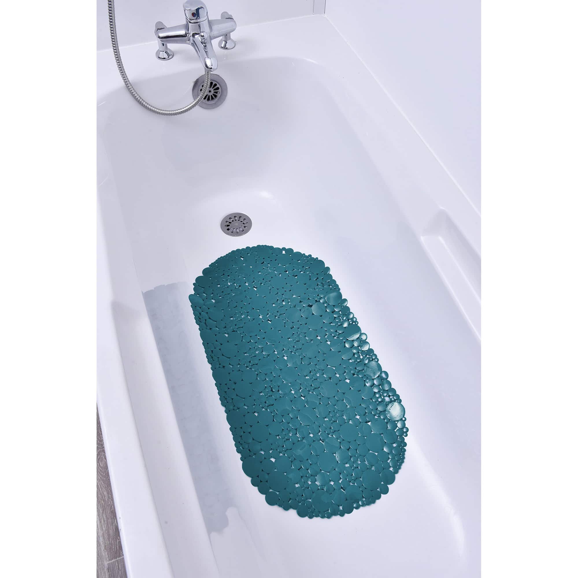 evideco-bubbles-tapis-de-baignoire-bleu-paon-ovale image 4