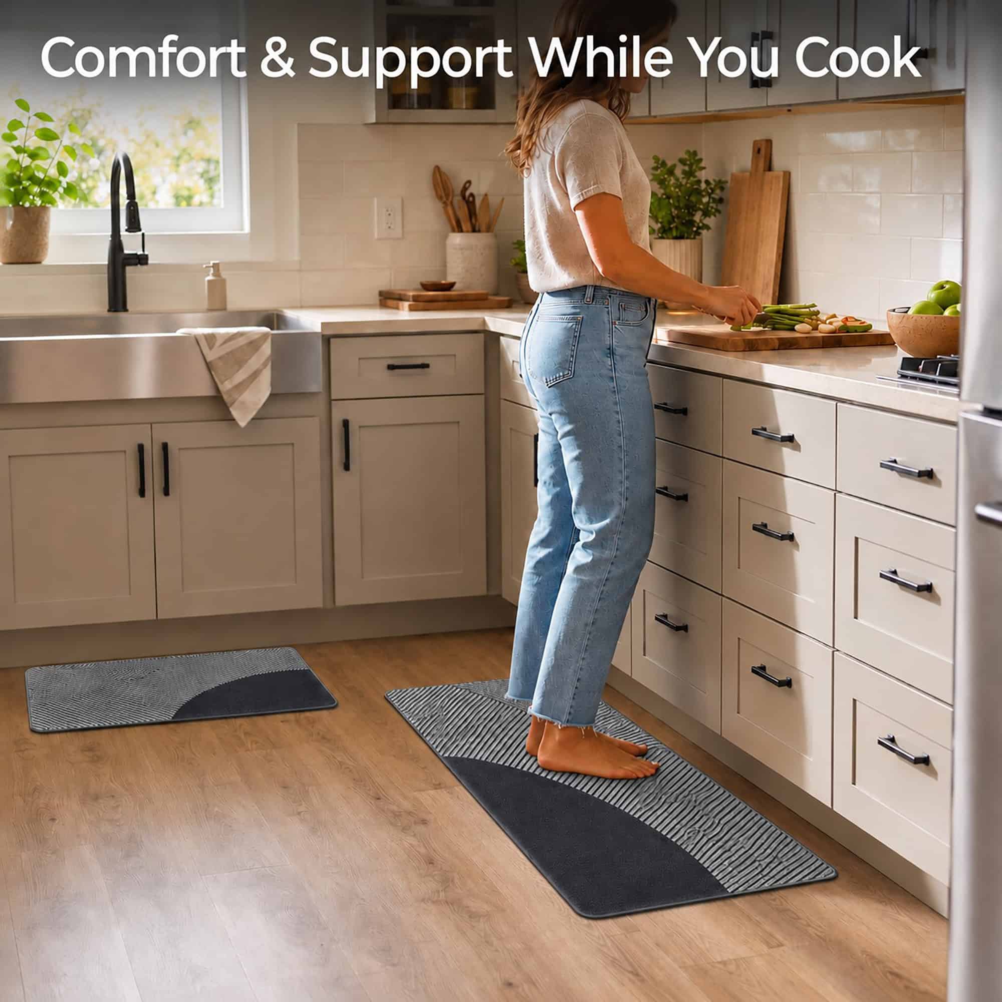 evideco-tapis-cuisine-gris-g-om-trique-lot-2-lavable image 2