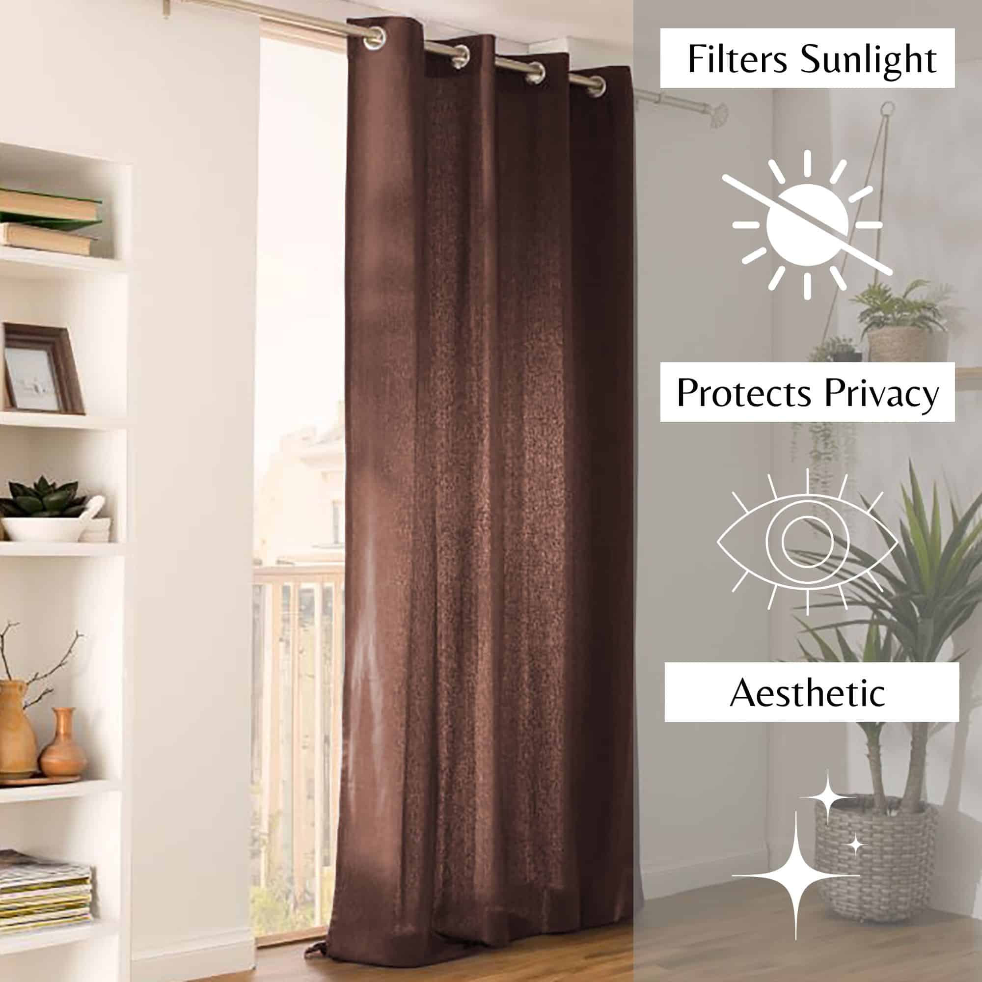 evideco-home-accessories-rideau-coton-chocolat-95x55-pouces image 3