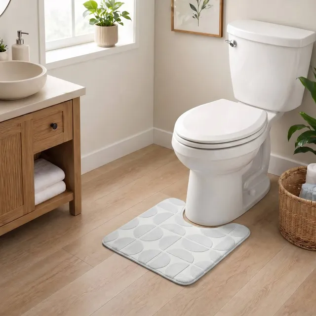 evideco-demi-lune-tapis-toilette-gris-clair-50x45-en-u image 1