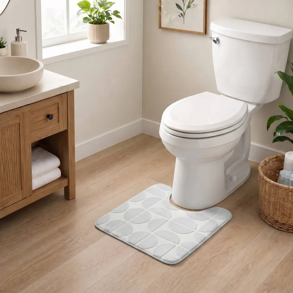 evideco-demi-lune-tapis-toilette-gris-clair-50x45-en-u image 1