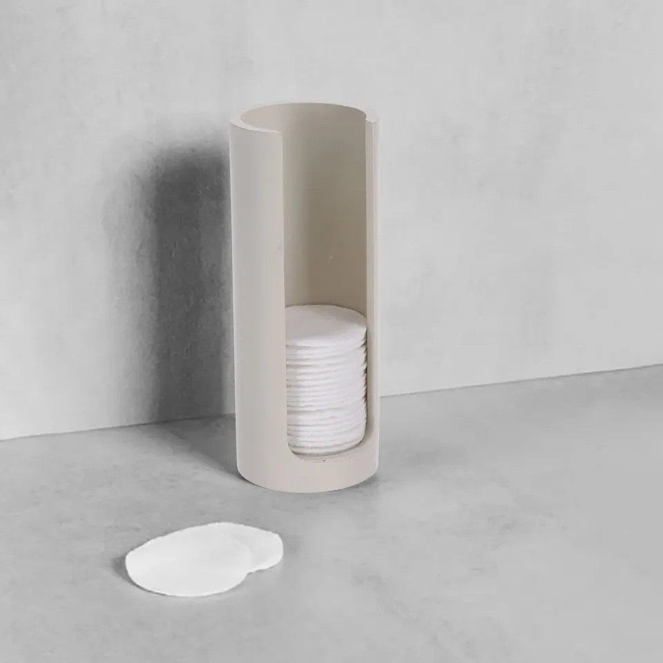 evideco-porte-cotons-beige-polyresine-japandi-salle-de-bain image 1