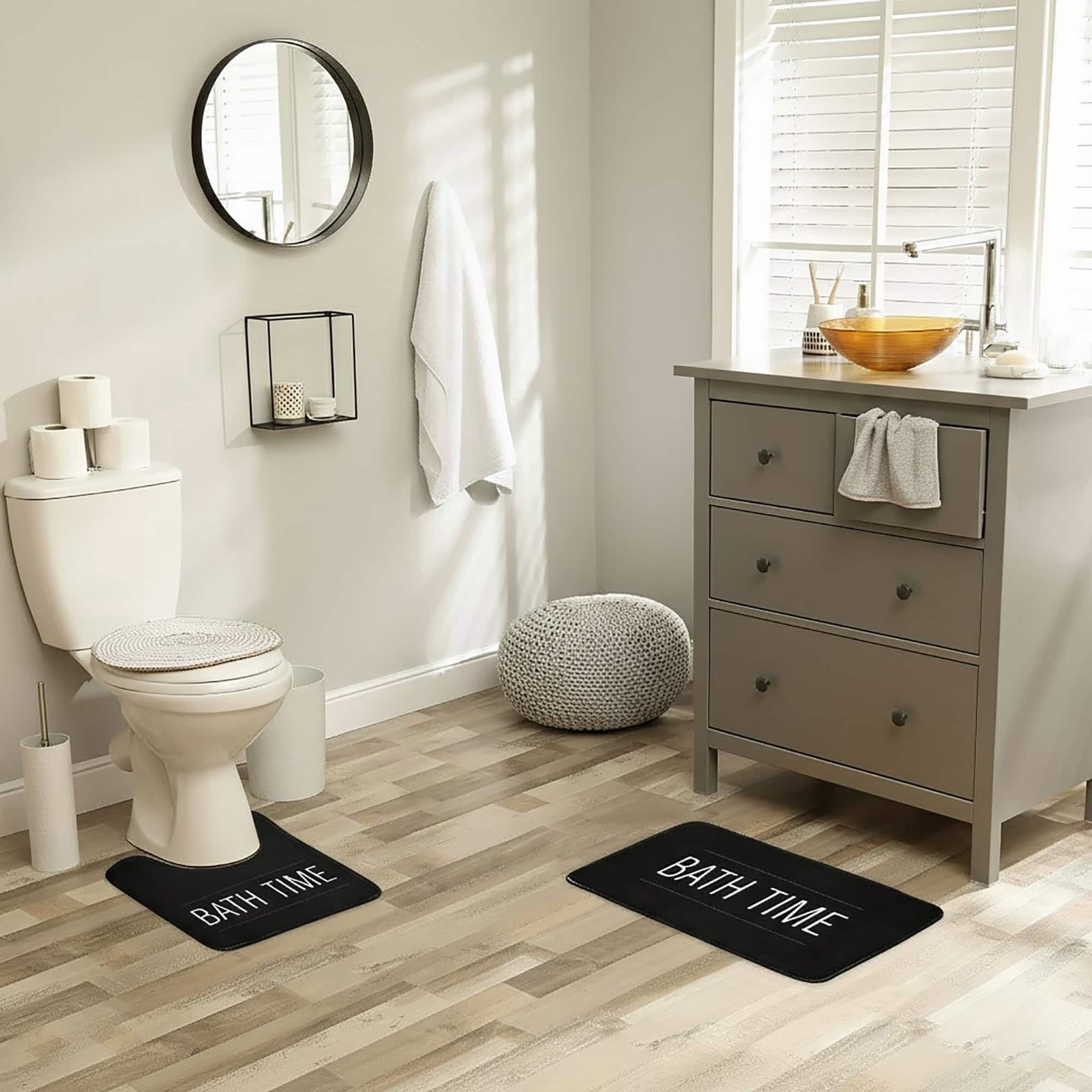 evideco-tapis-bain-microfibre-noir-bath-time-lot-2-antid-rapant image 1