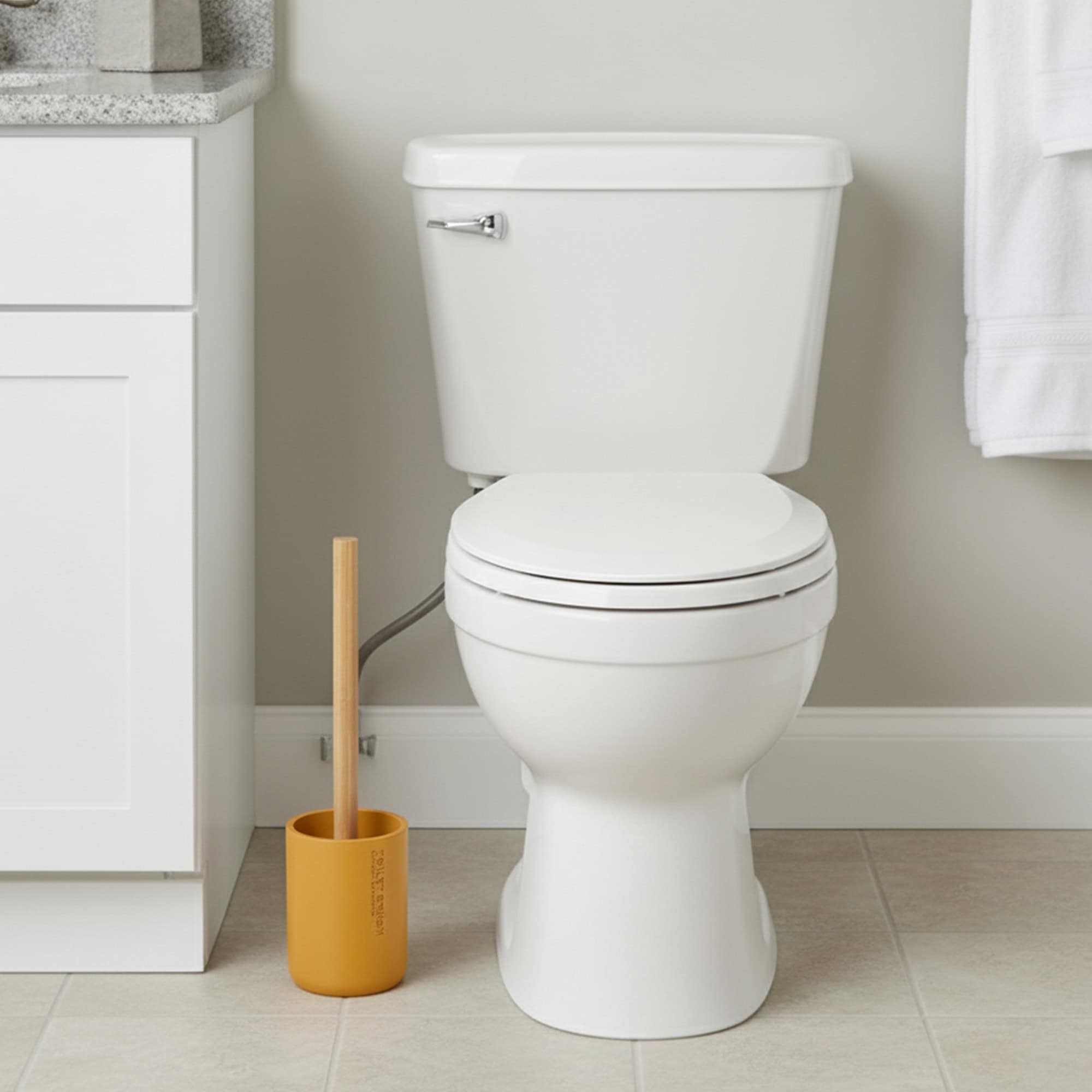 evideco-brosse-wc-jaune-moutarde-bambou-avec-support image 2