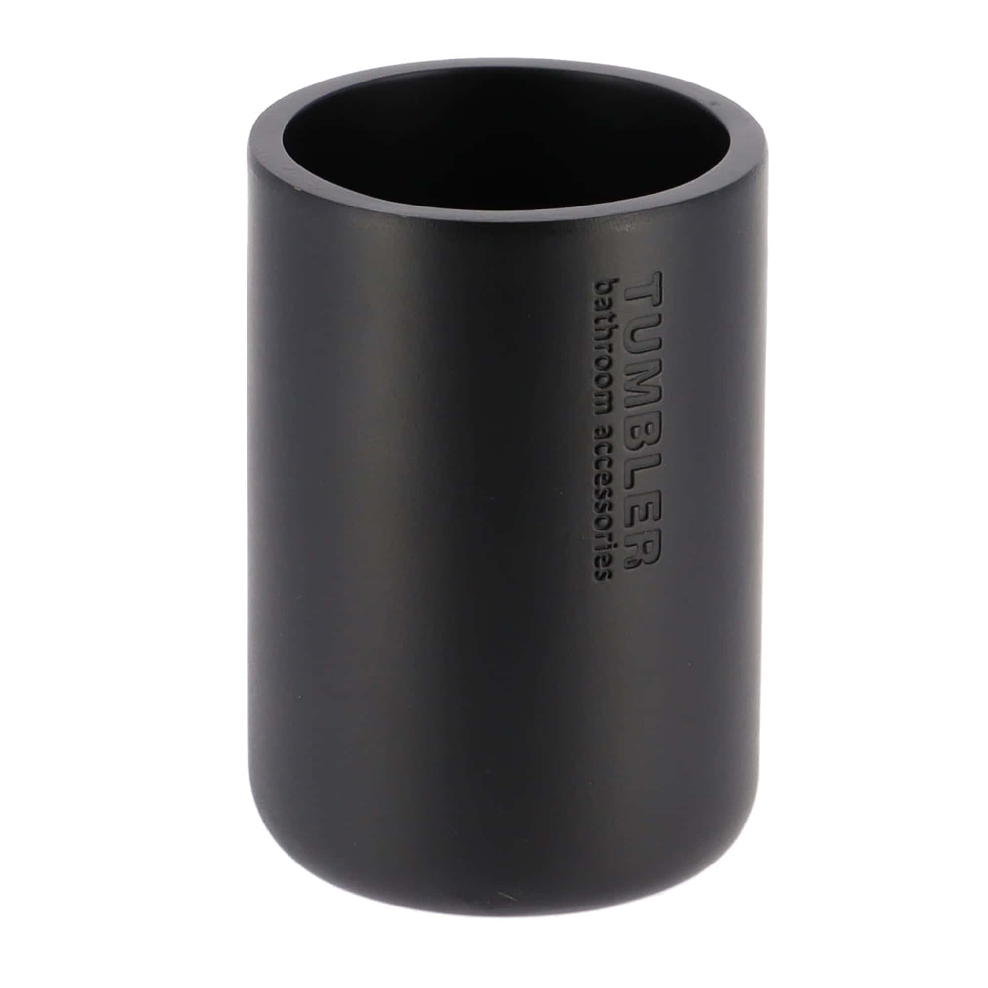 evideco-bathroom-accessories-gobelet-noir-mat-porte-brosse-dents-polyresine image 6