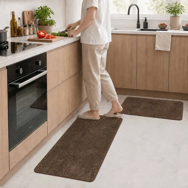 evideco-home-accessories-lot-2-tapis-cuisine-chocolat-absorbant-antid-rapant image 1