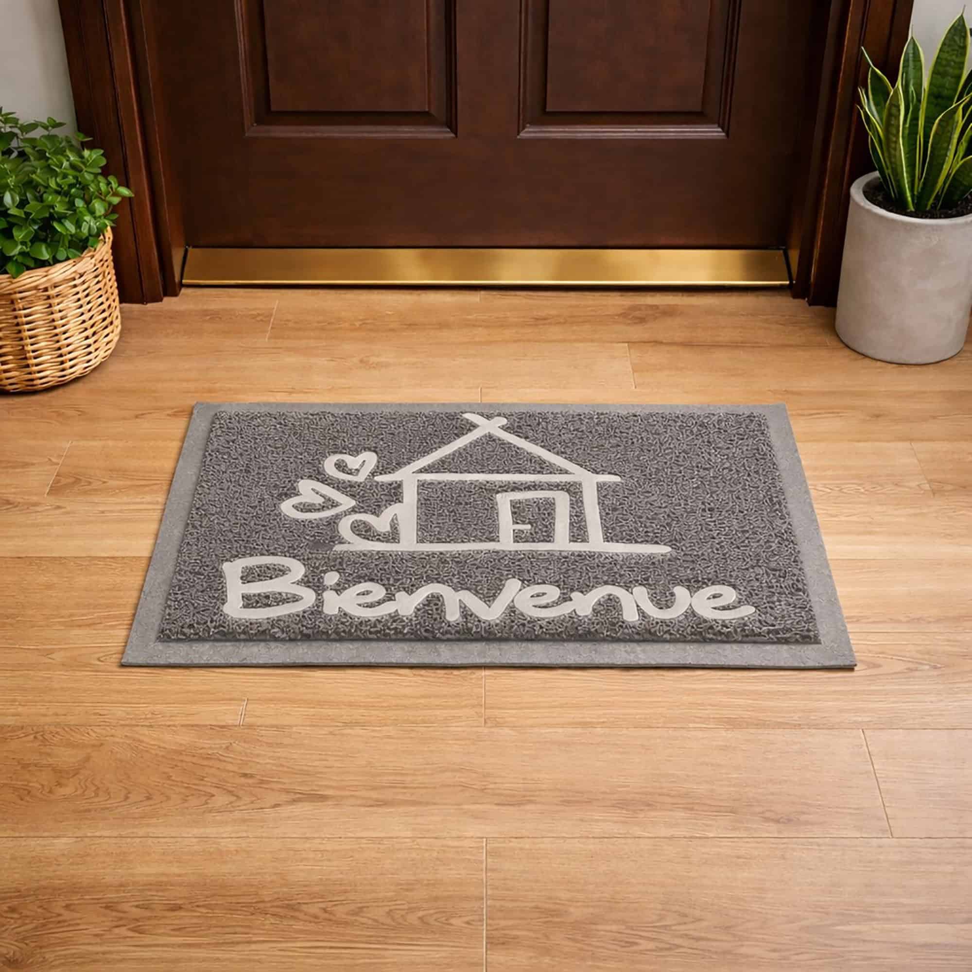 evideco-bienvenue-paillasson-gris-pvc-60x40-cm image 1