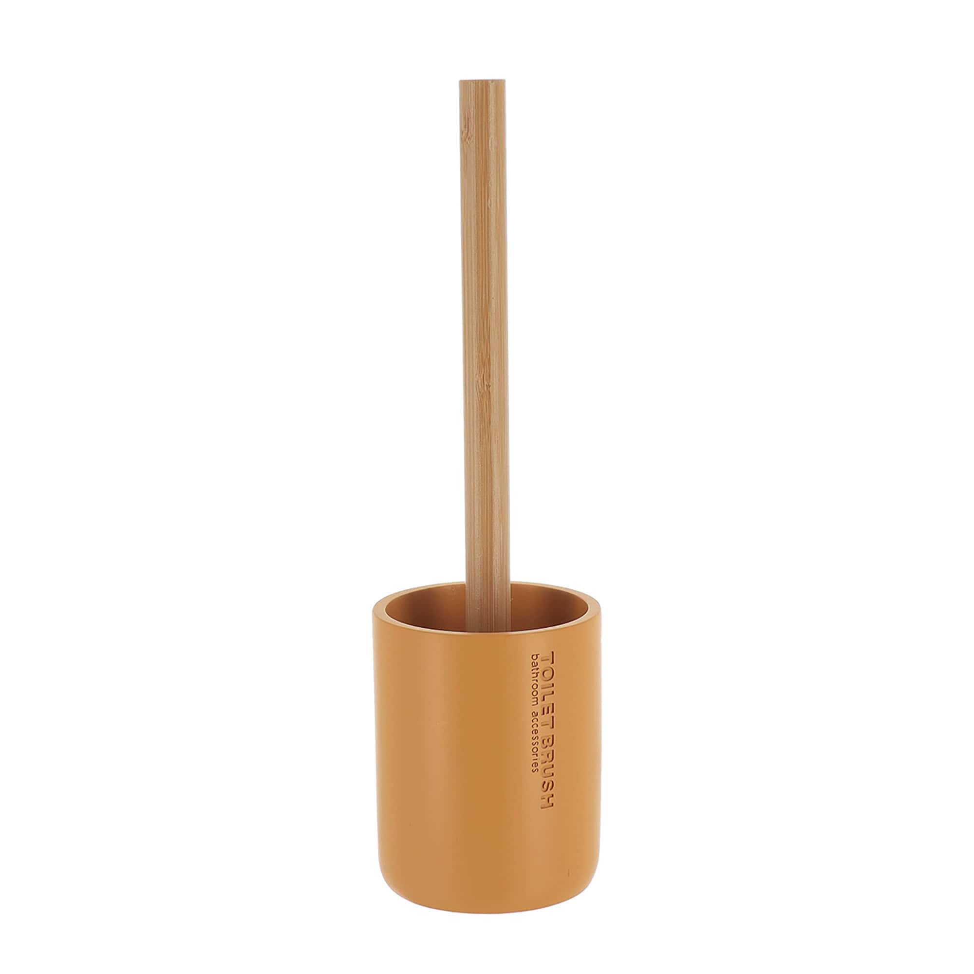 evideco-brosse-wc-jaune-moutarde-bambou-avec-support image 7