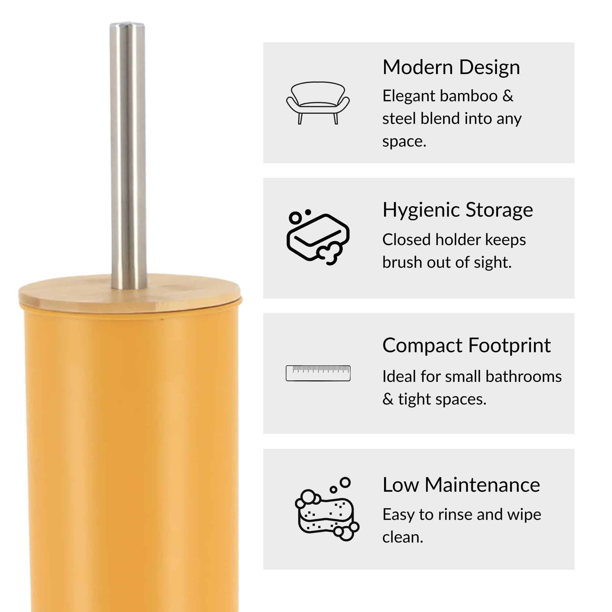 evideco-brosse-wc-m-tal-jaune-moutarde-couvercle-bambou image 5