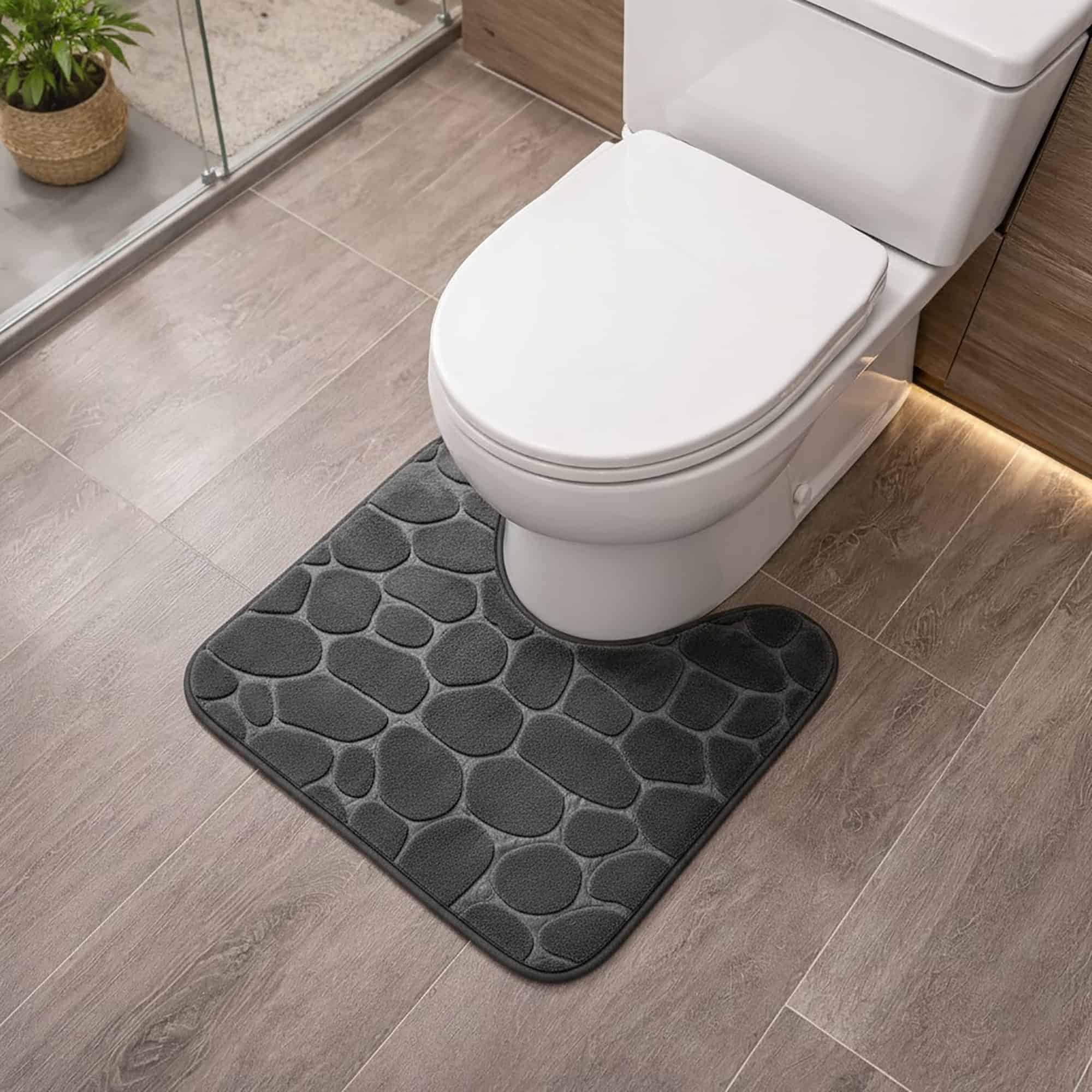 evideco-tapis-contour-wc-m-moire-gris-fonc-galets-46x51-cm image 1