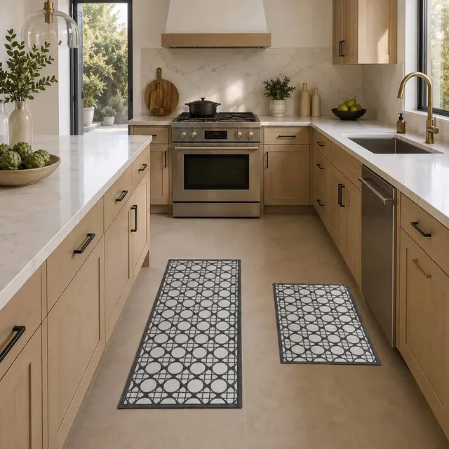 evideco-circles-gray-tapis-cuisine-20x32-20x48-gris image 1