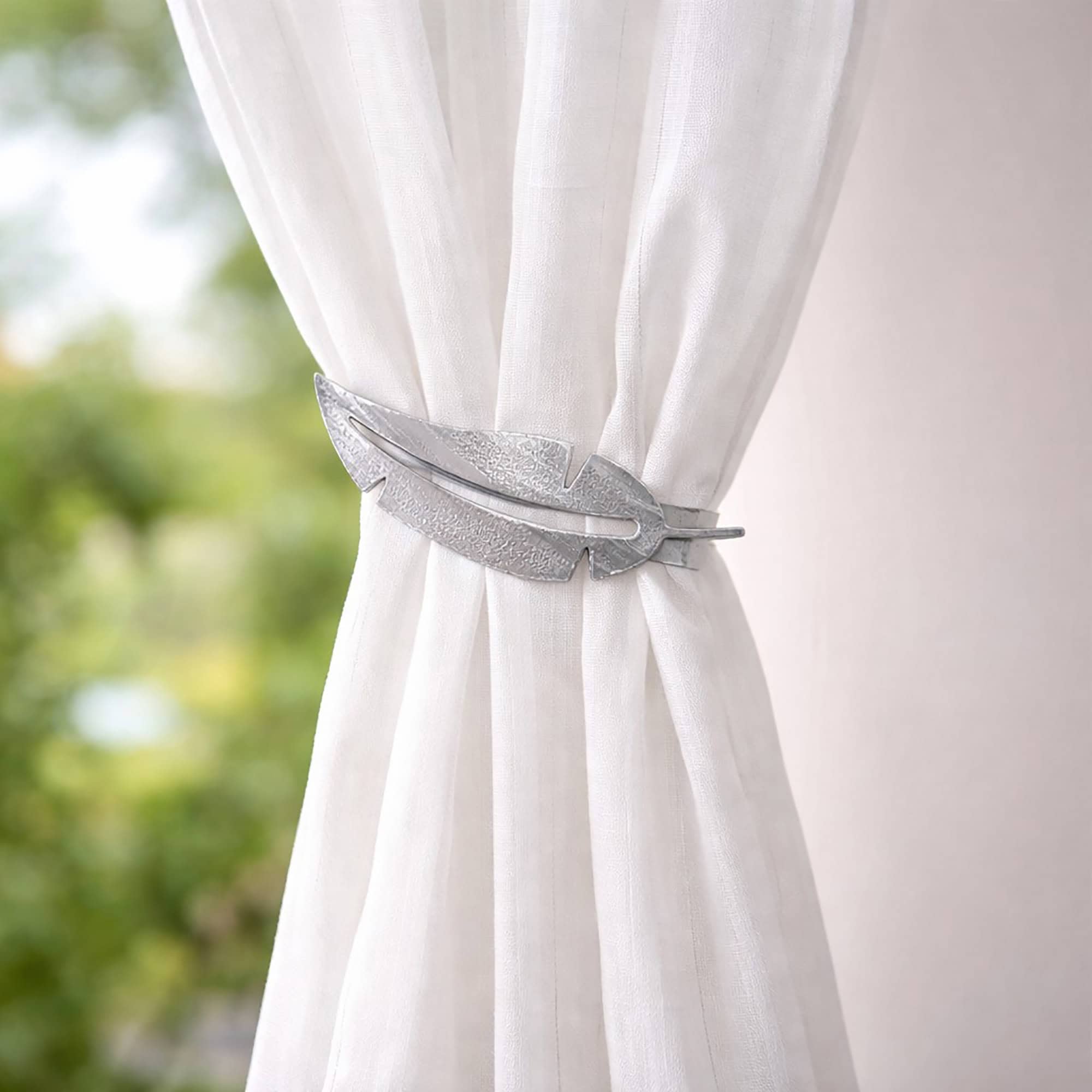 evideco-home-accessories-embrasse-rideau-plume-m-tal-gris-blanc-lot-2 image 6