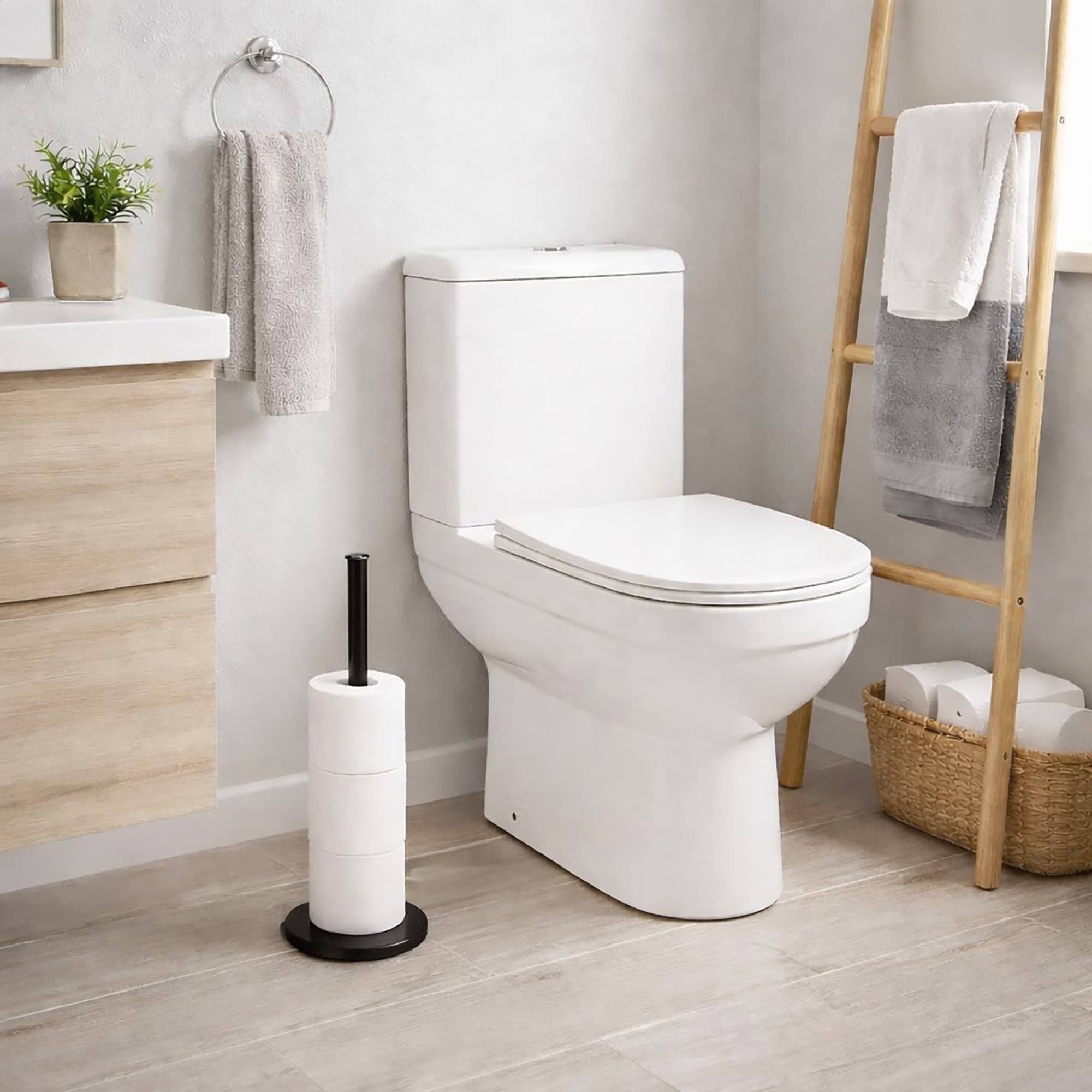 evideco-porte-papier-toilette-sur-pied-noir-4-rouleaux-m-tal image 1