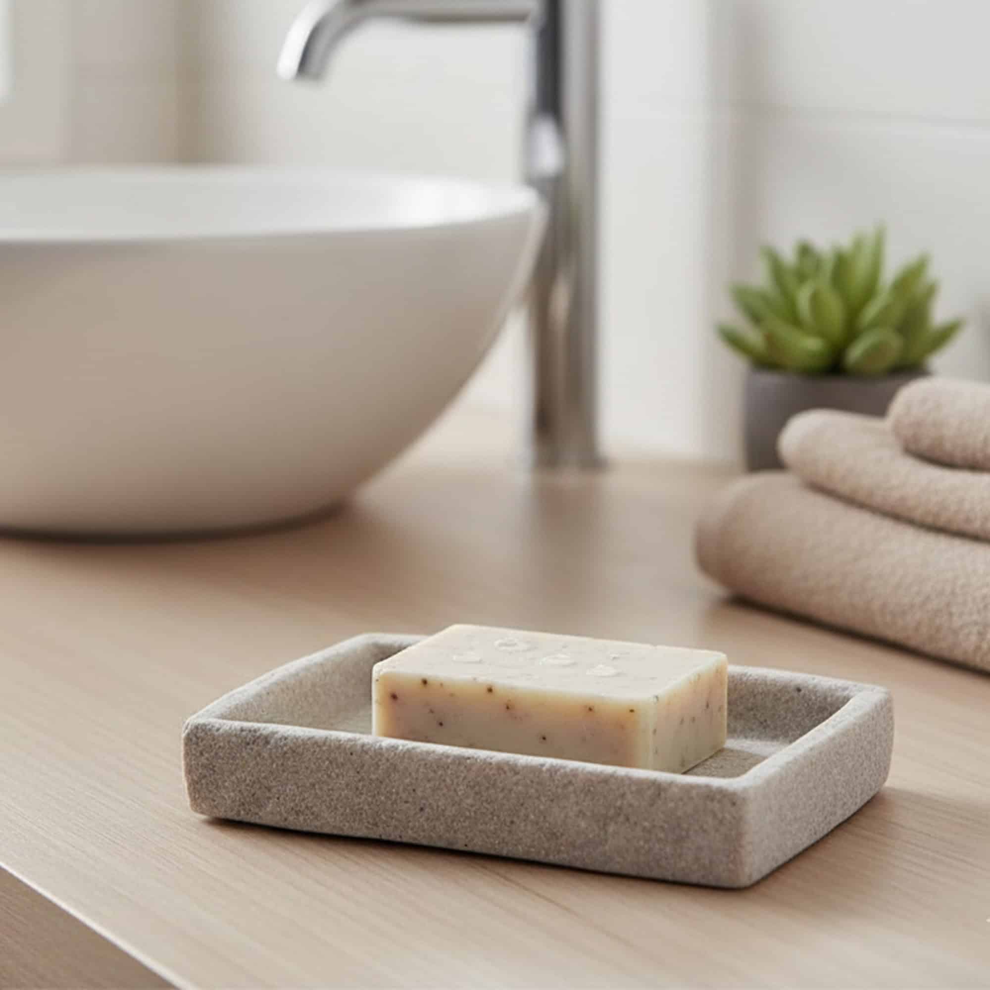 evideco-stone-effect-porte-savon-gris-effet-pierre image 1