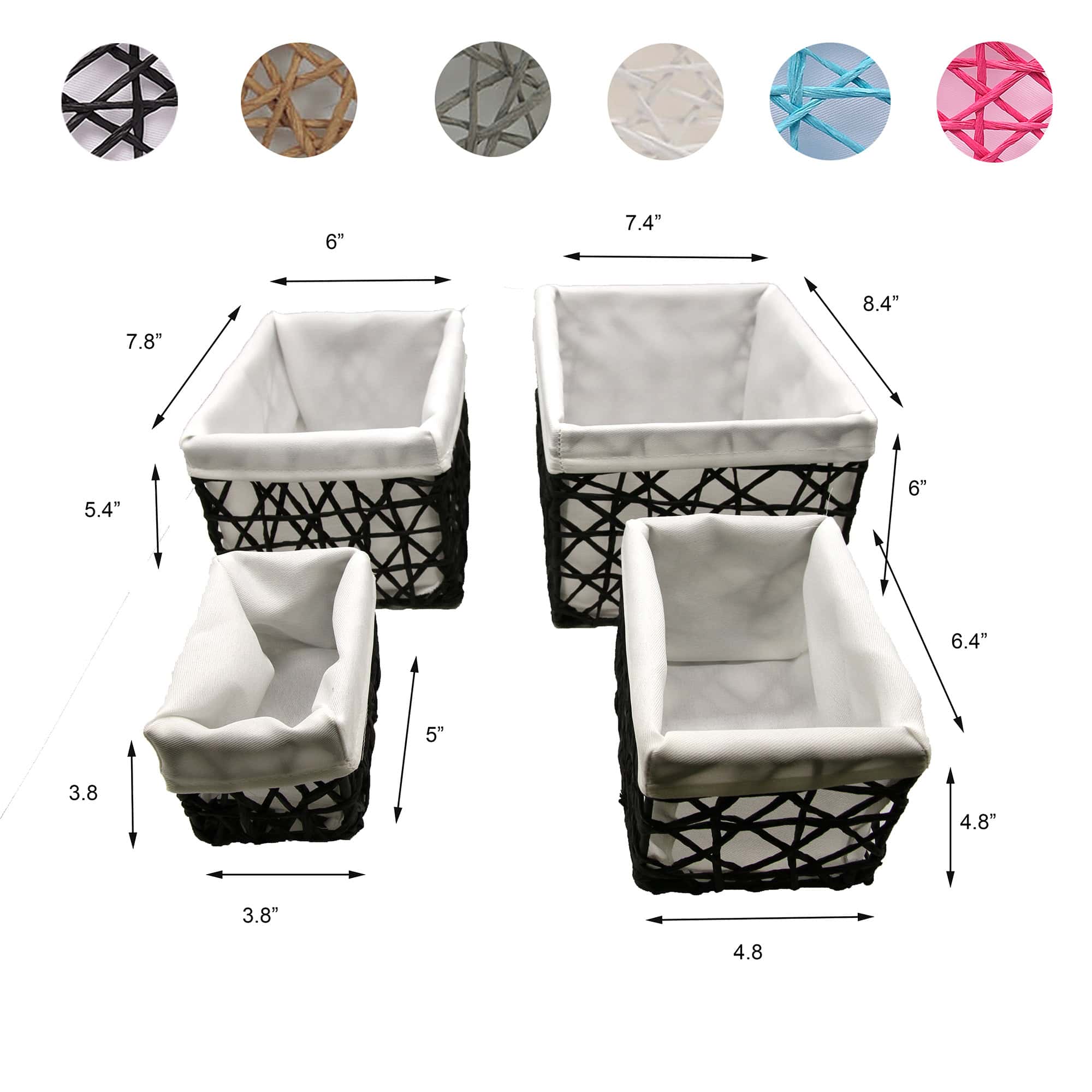 evideco-paniers-rangement-salle-de-bain-corde-papier-noir-lot-4 image 3