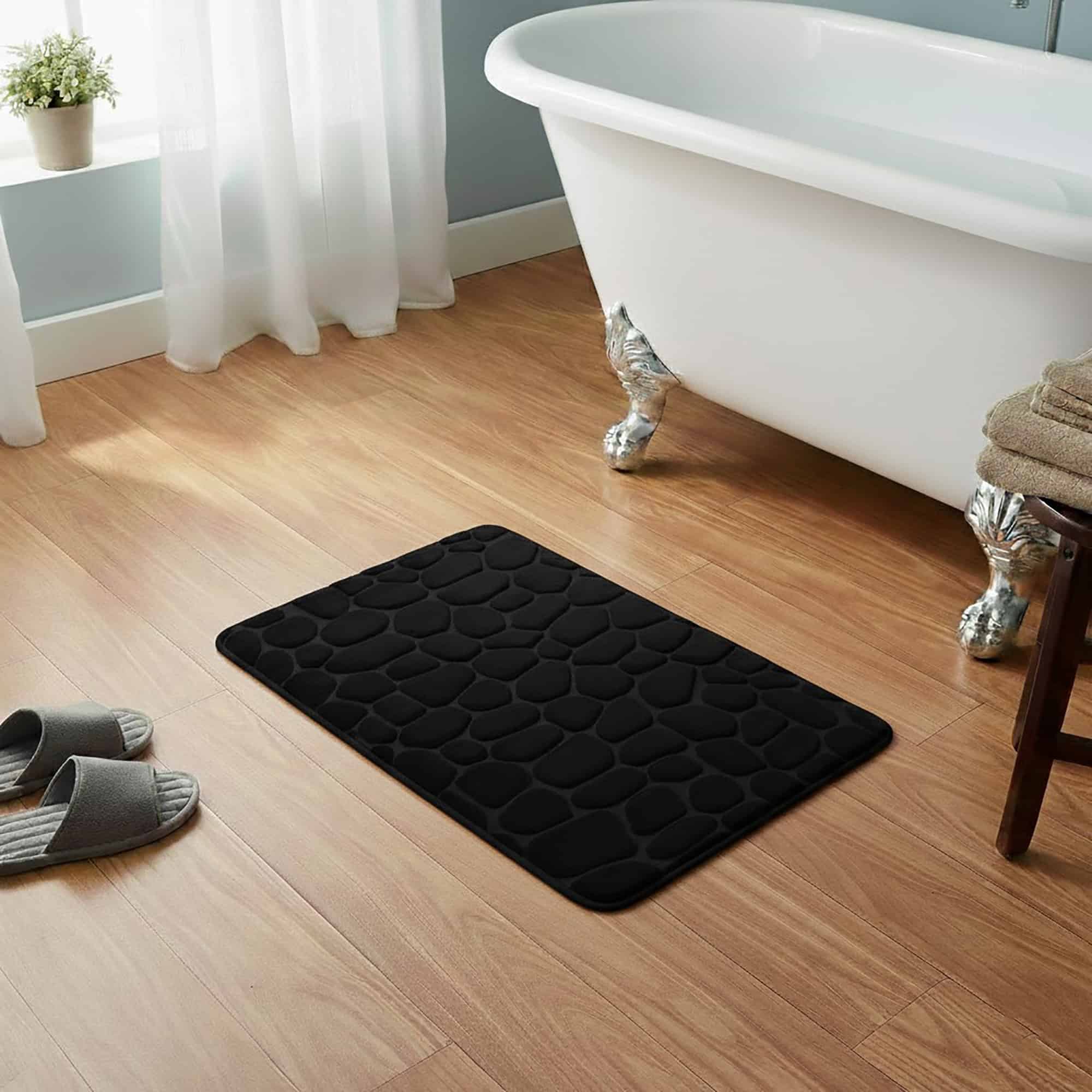 evideco-galets-tapis-de-bain-noir-mousse-m-moire-32x20-ant-d-rapant image 1