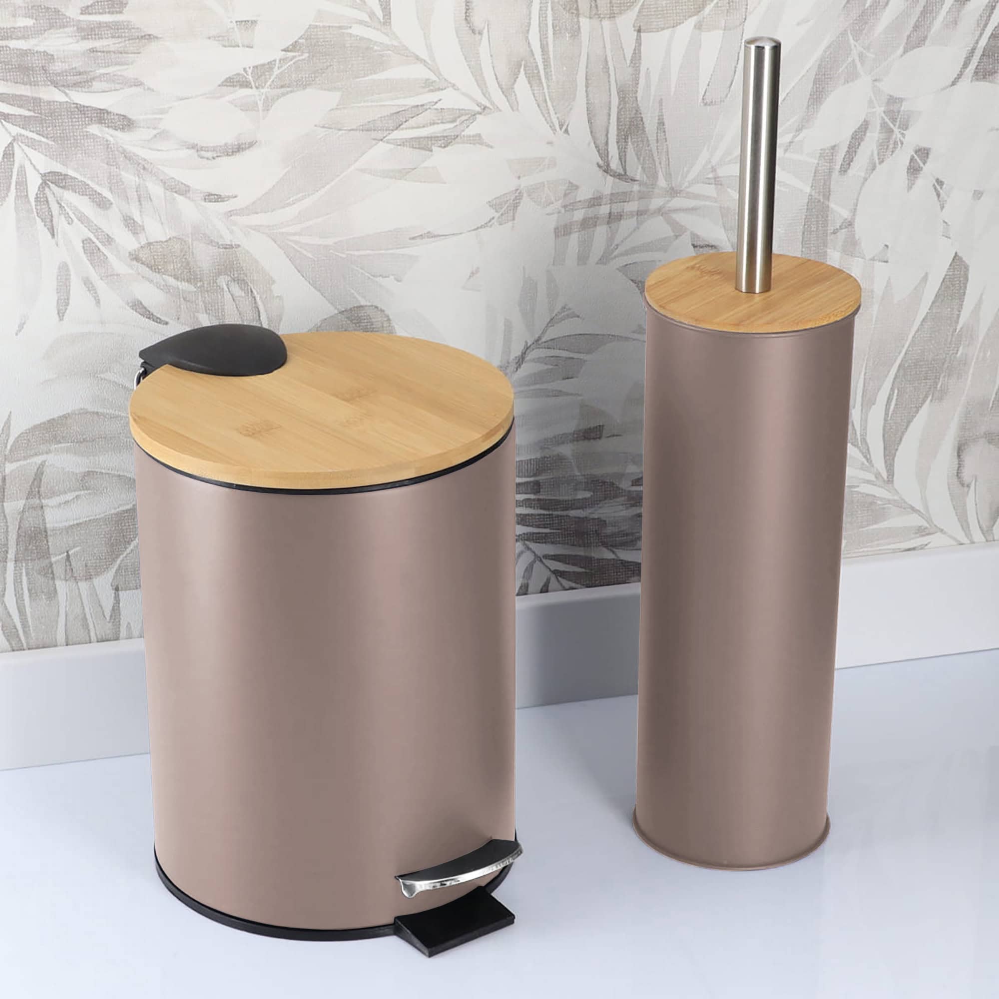 evideco-cappuccino-set-salle-de-bain-poubelle-brosse-wc-bambou image 2