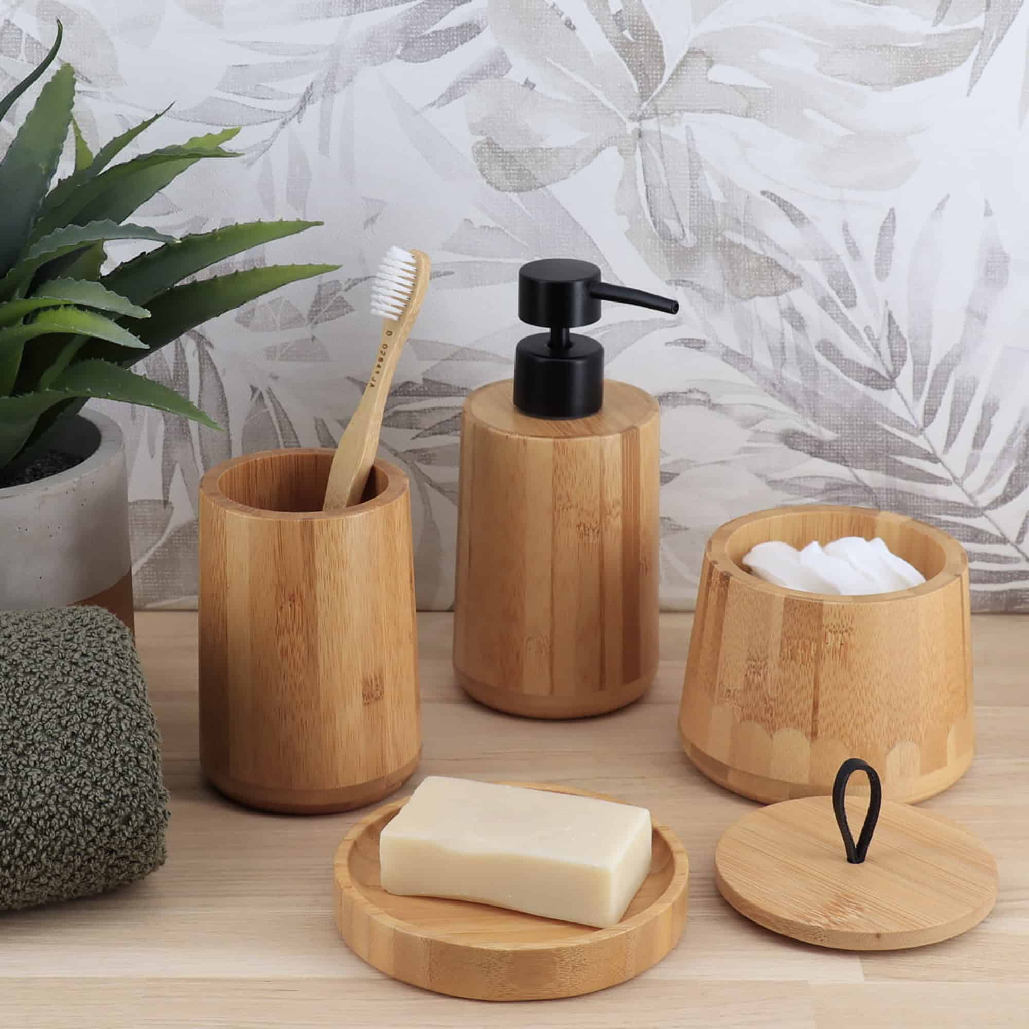 evideco-bathroom-gobelet-bambou-porte-brosse-dents-naturel image 7