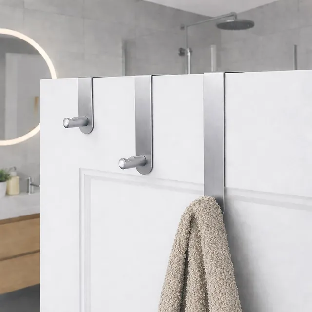 evideco-bathroom-storage-crochets-de-porte-argent-lot-3-porte-manteau image 1