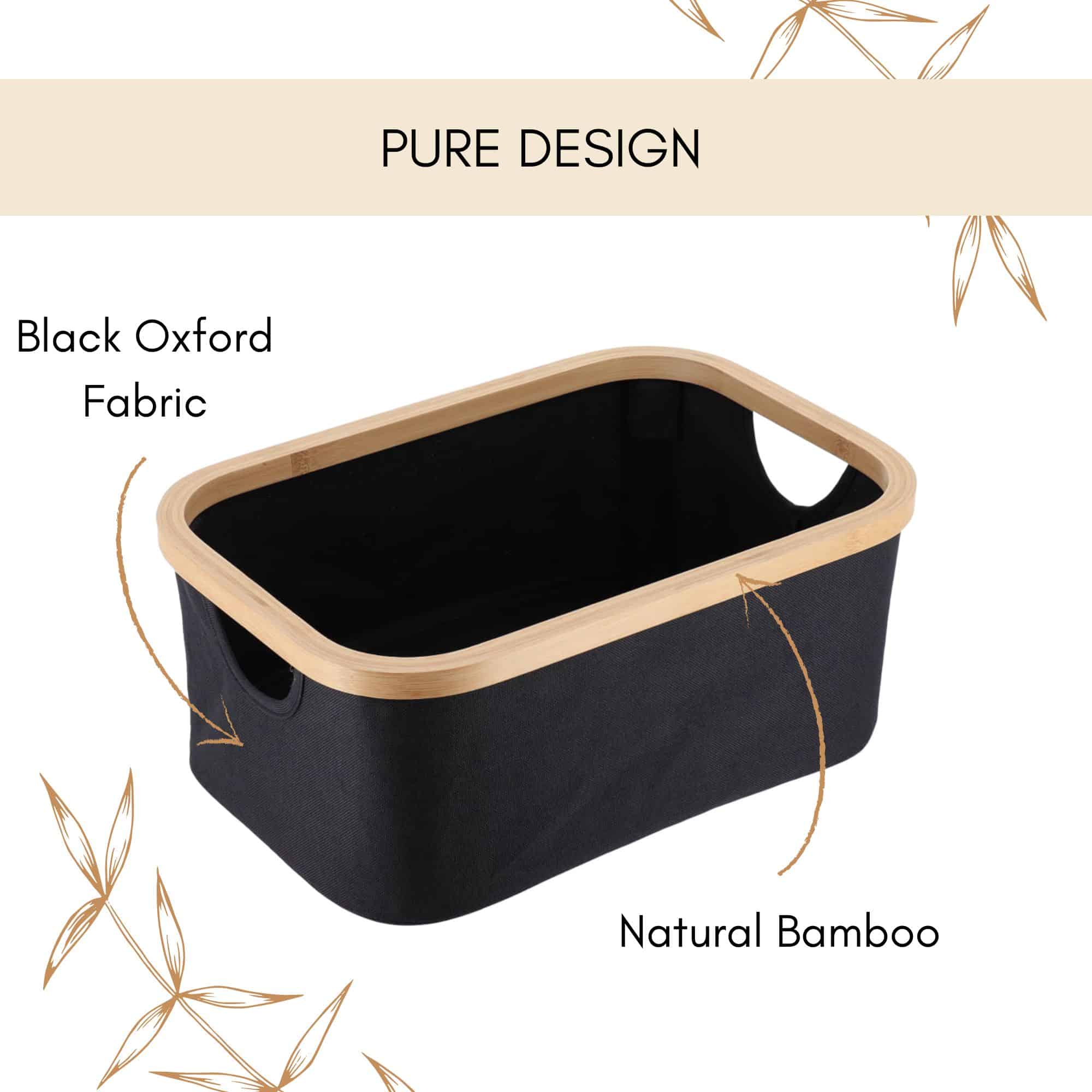evideco-bathroom-storage-panier-pliable-noir-bambou-15x10x7 image 4