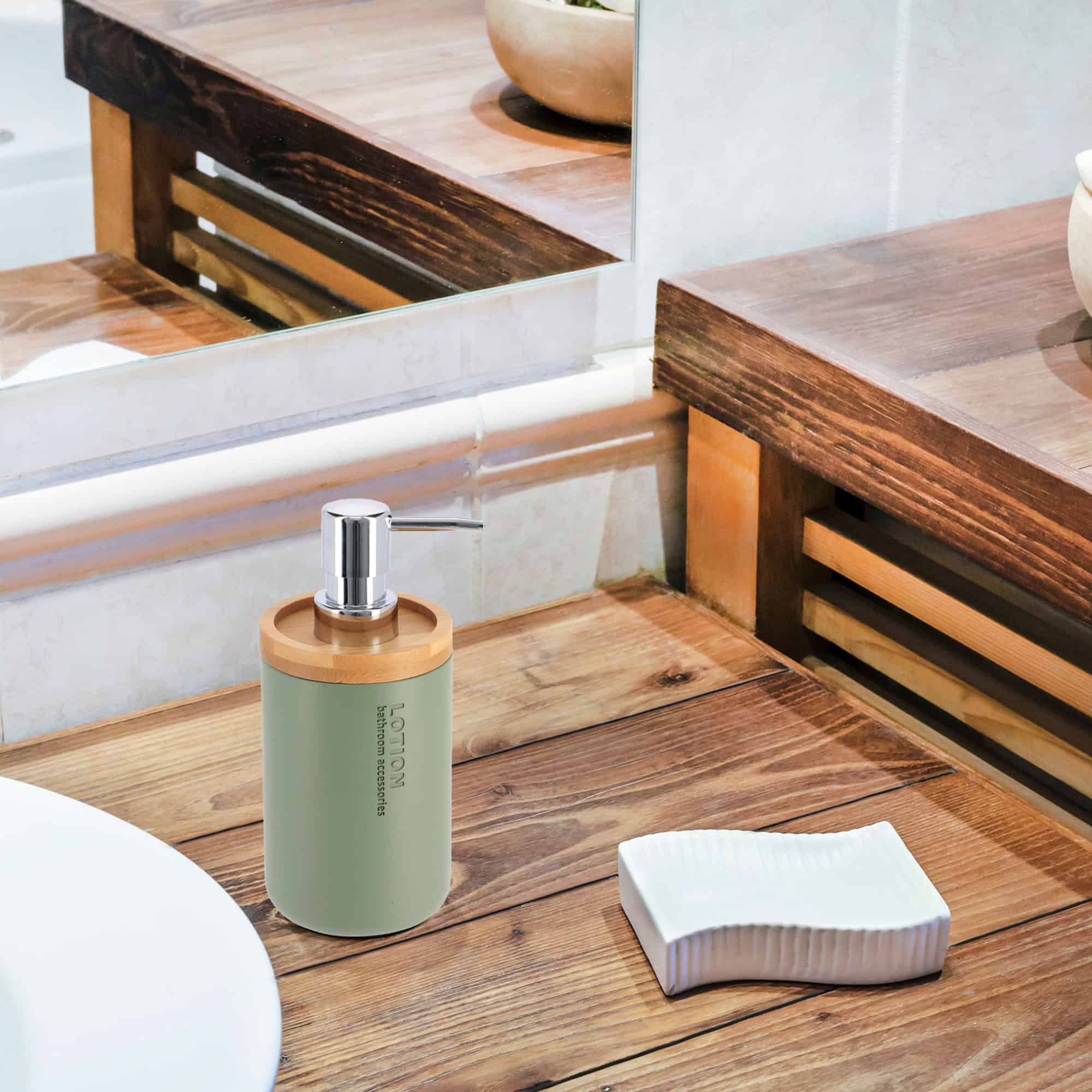 evideco-chic-distributeur-savon-vert-mat-bambou-266ml image 6