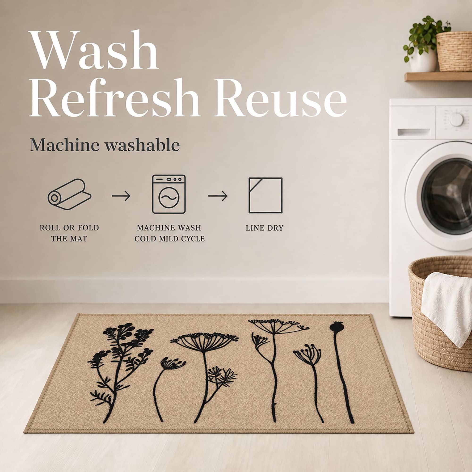 evideco-tapis-cuisine-effet-laine-fleurs-sauvages-81x51-cm-beige image 6