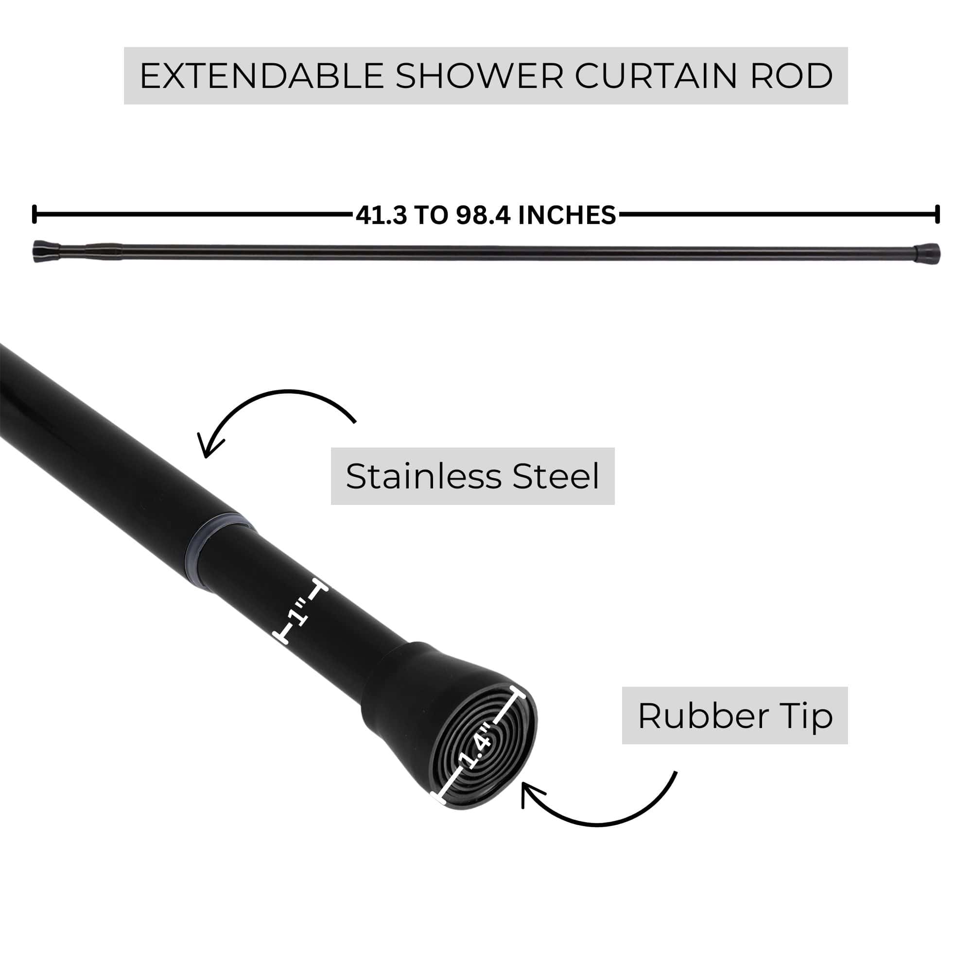 evideco-home-accessories-tringle-douche-noire-extensible-sans-per-age image 3