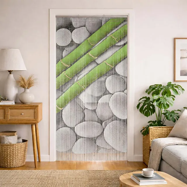 evideco-rideau-porte-perles-bambou-galets-90x200-naturel image 1