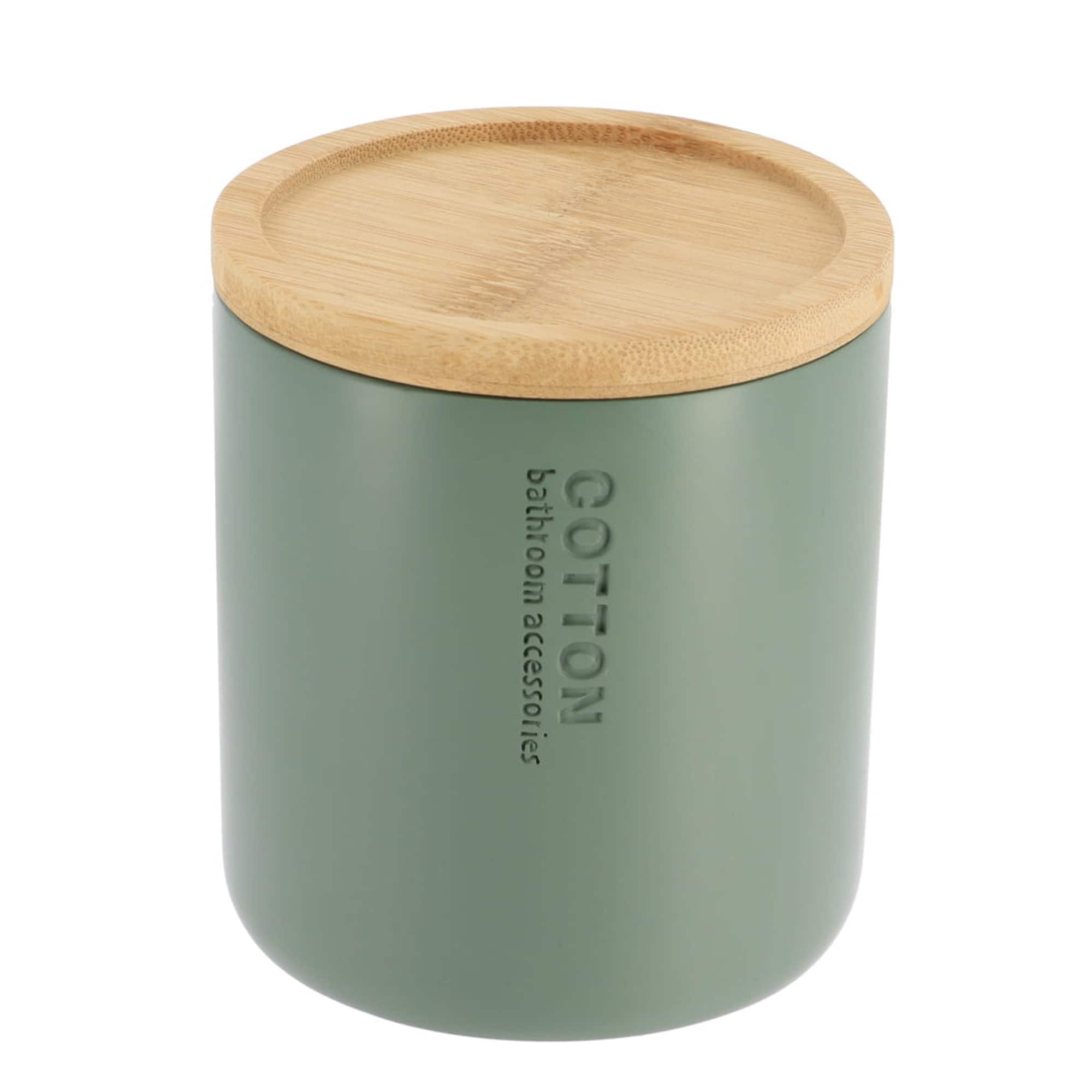 evideco-bathroom-bo-te-coton-vert-mat-couvercle-bambou image 6