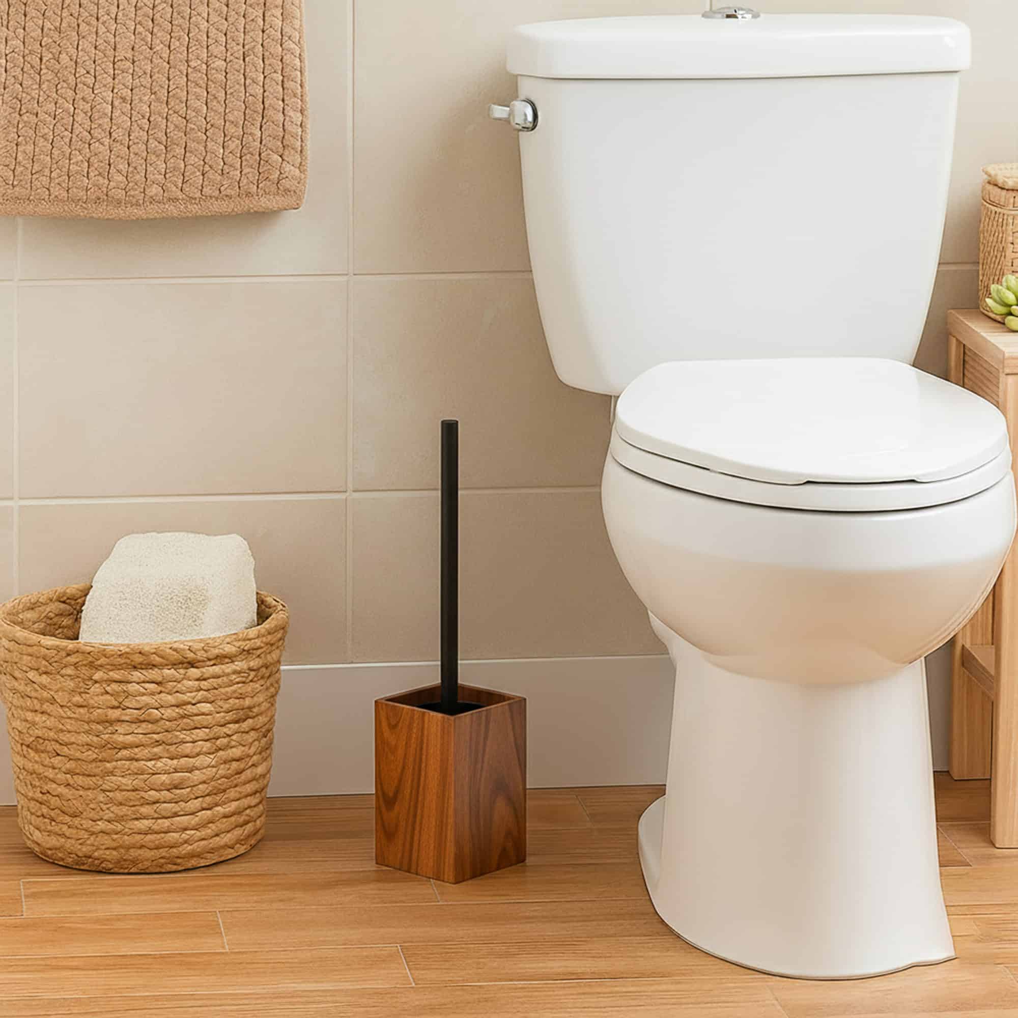 evideco-acacia-brosse-wc-bois-marron-carr-e-avec-support image 2