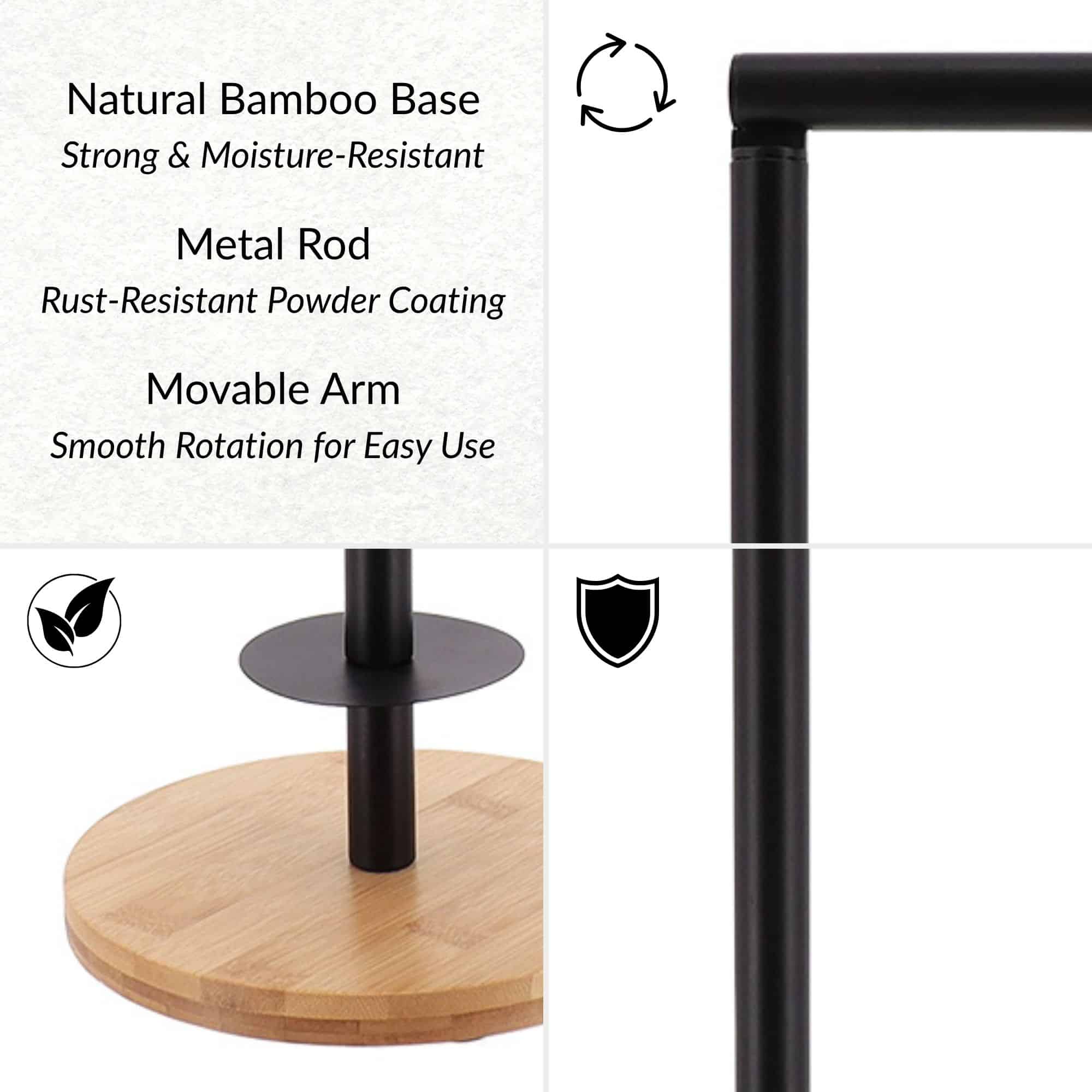 evideco-porte-papier-toilette-sur-pied-noir-base-bambou-4-rouleaux image 5